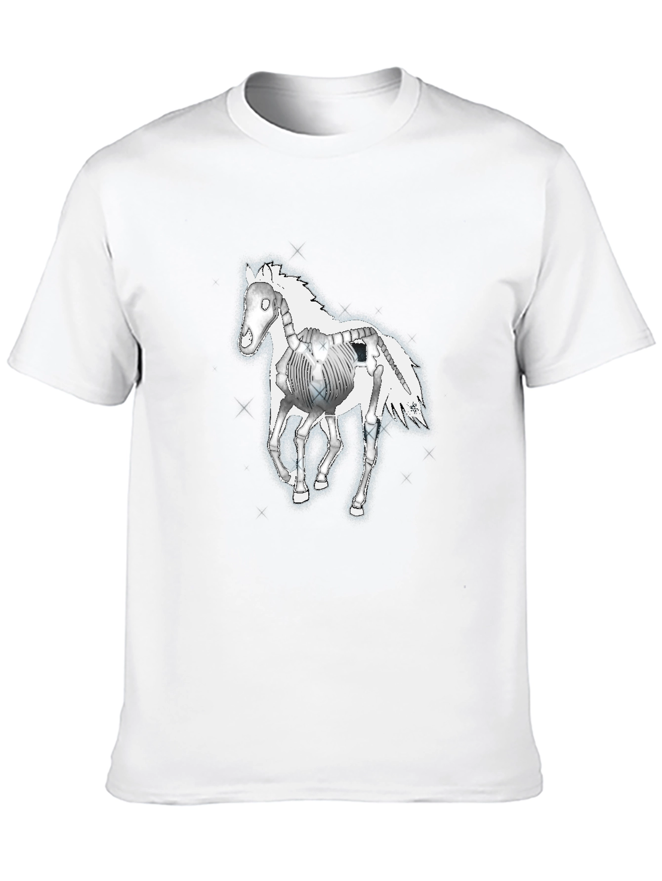 Skeleton Horse Graphic Tee - Black Cotton T-Shirt