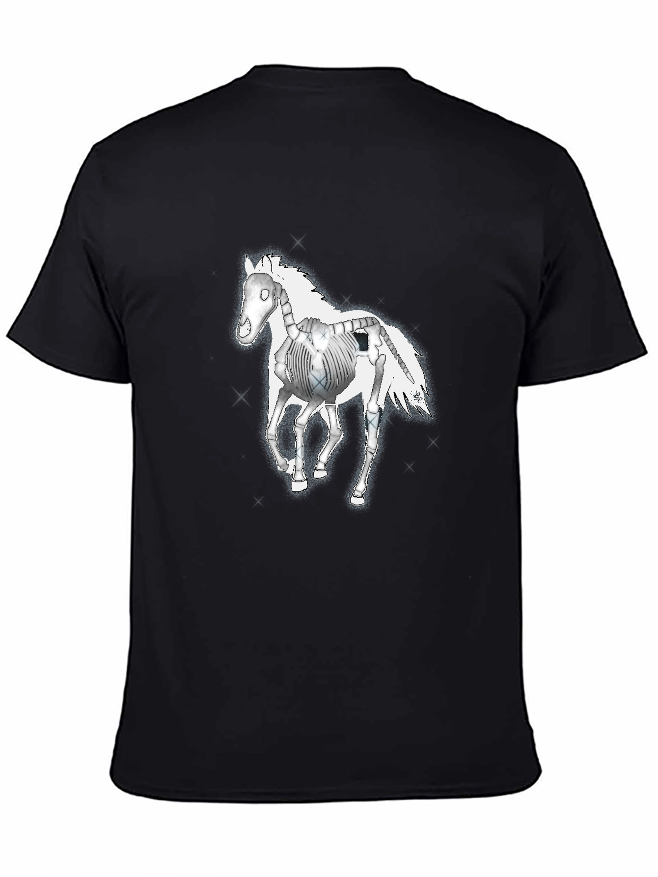 Skeleton Horse Graphic Tee - Black Cotton T-Shirt