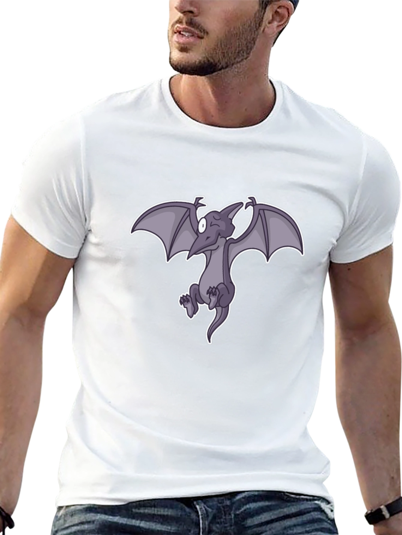 Cartoon Pterodactyl Black T-Shirt