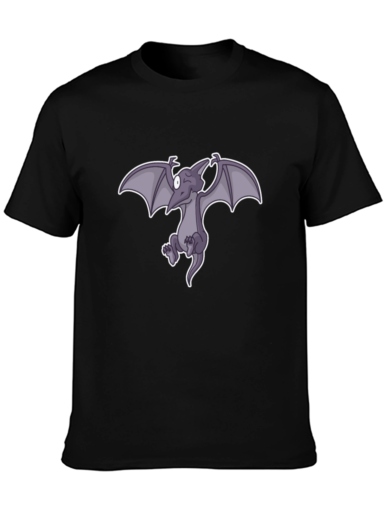 Cartoon Pterodactyl Black T-Shirt