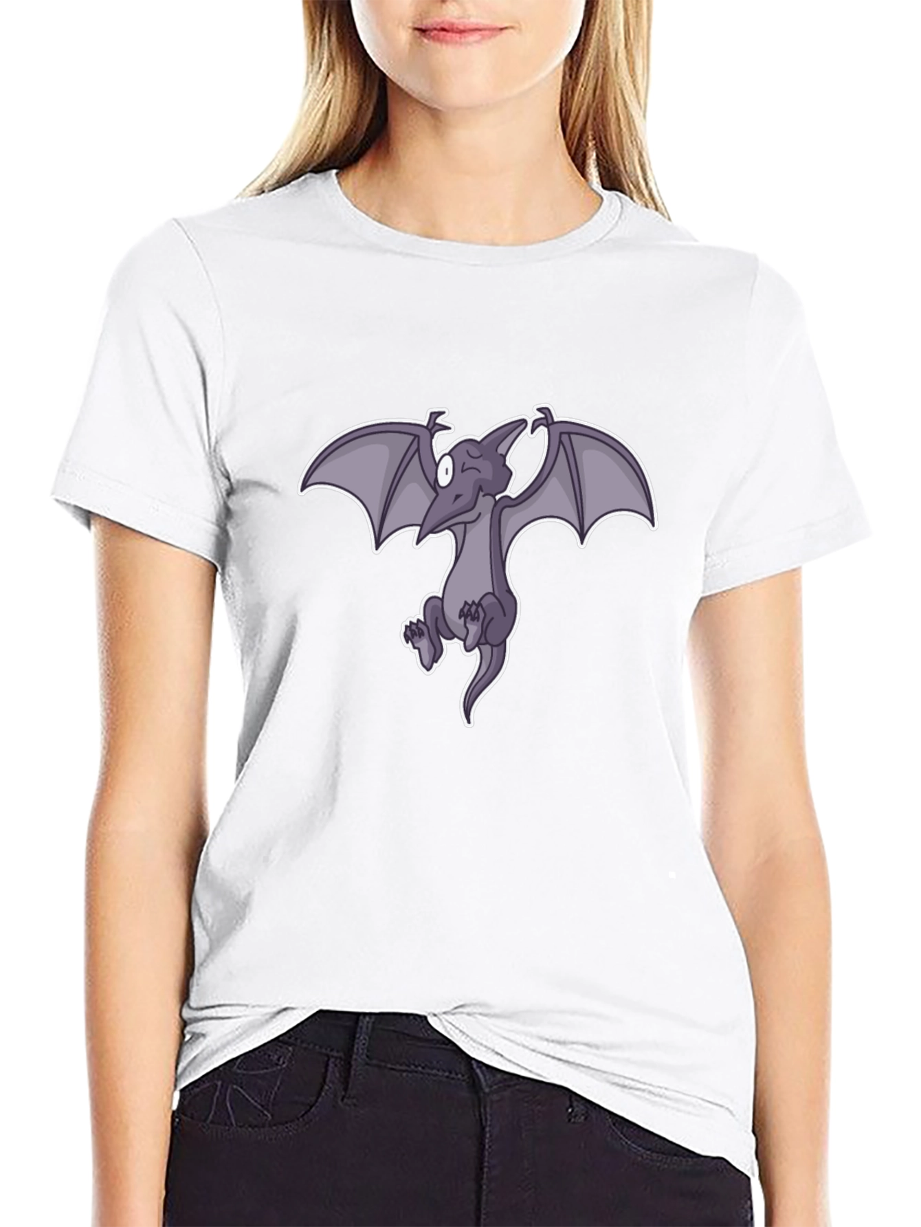 Cartoon Pterodactyl Black T-Shirt