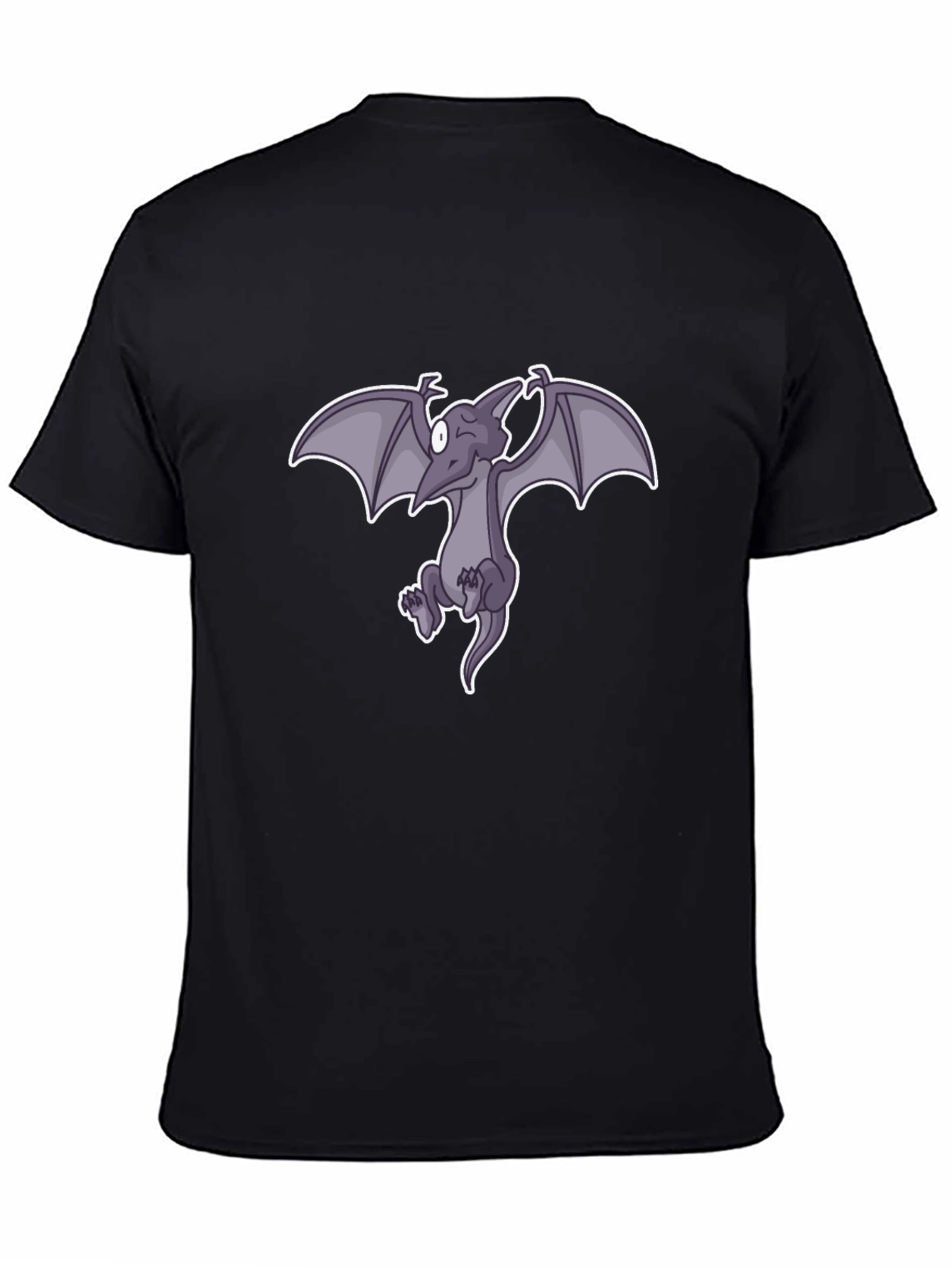 Cartoon Pterodactyl Black T-Shirt