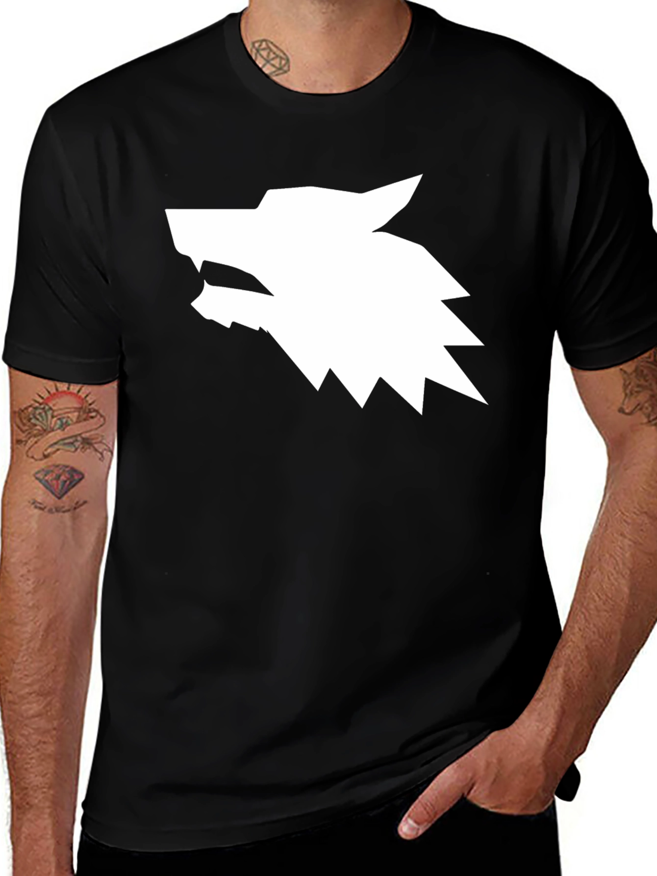 Geometric Wolf Head Graphic Tee