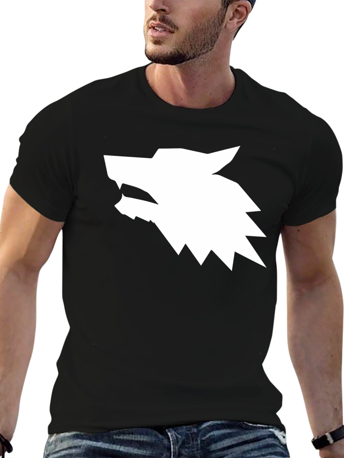 Geometric Wolf Head Graphic Tee