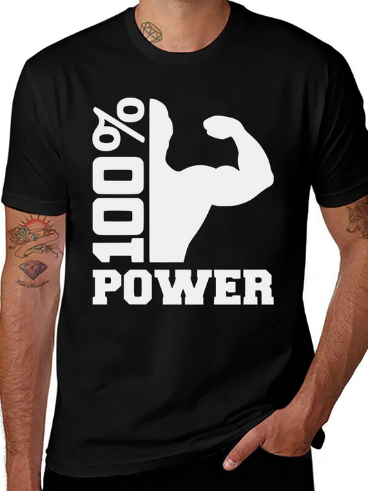 100% Power Black T-Shirt - Fitness Gym Workout Apparel
