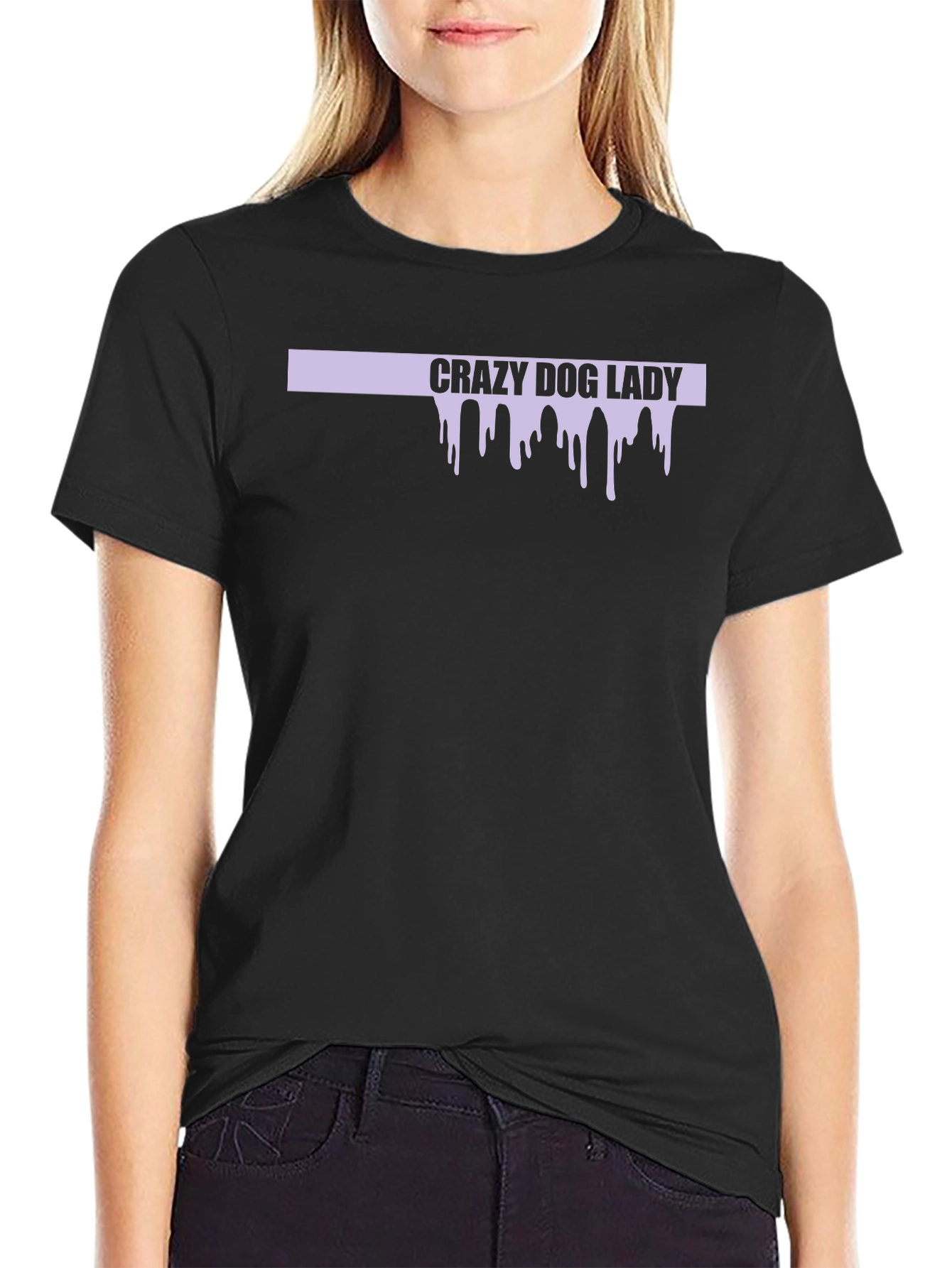 Crazy Dog Lady Graphic T-Shirt - Black