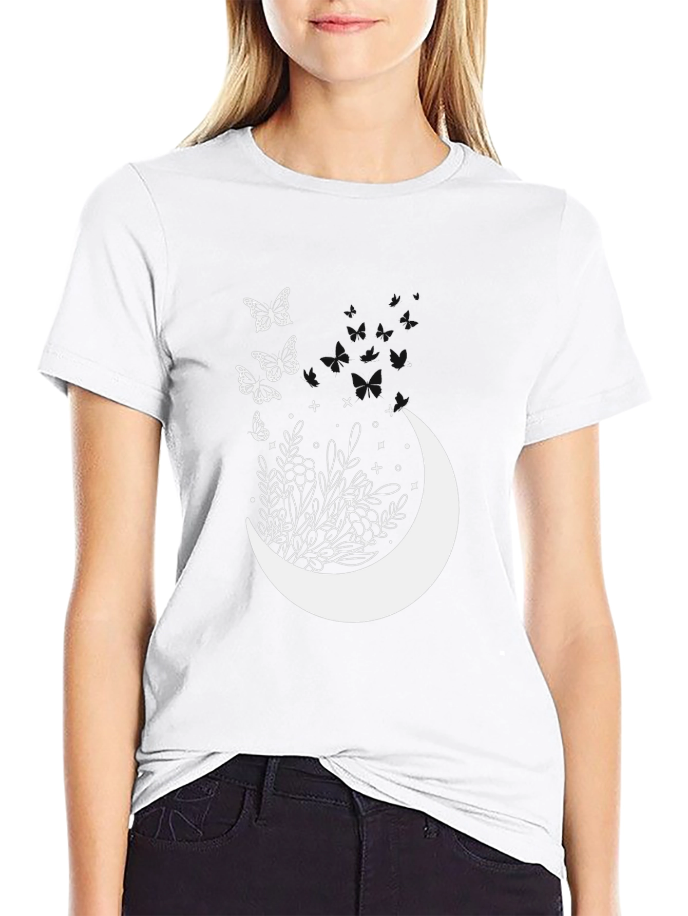 Lunar Bloom Tee - Black Graphic T-Shirt