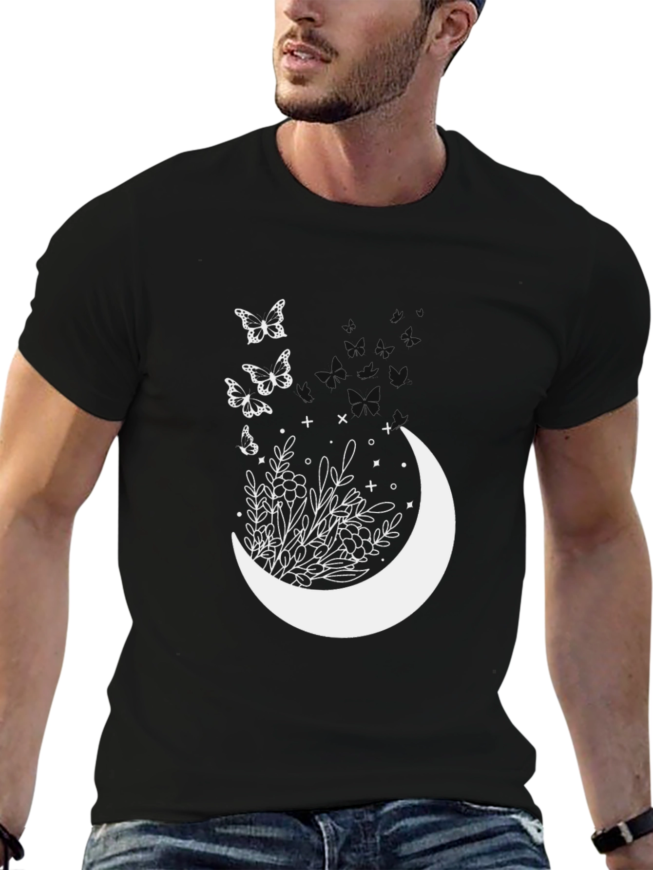 Lunar Bloom Tee - Black Graphic T-Shirt