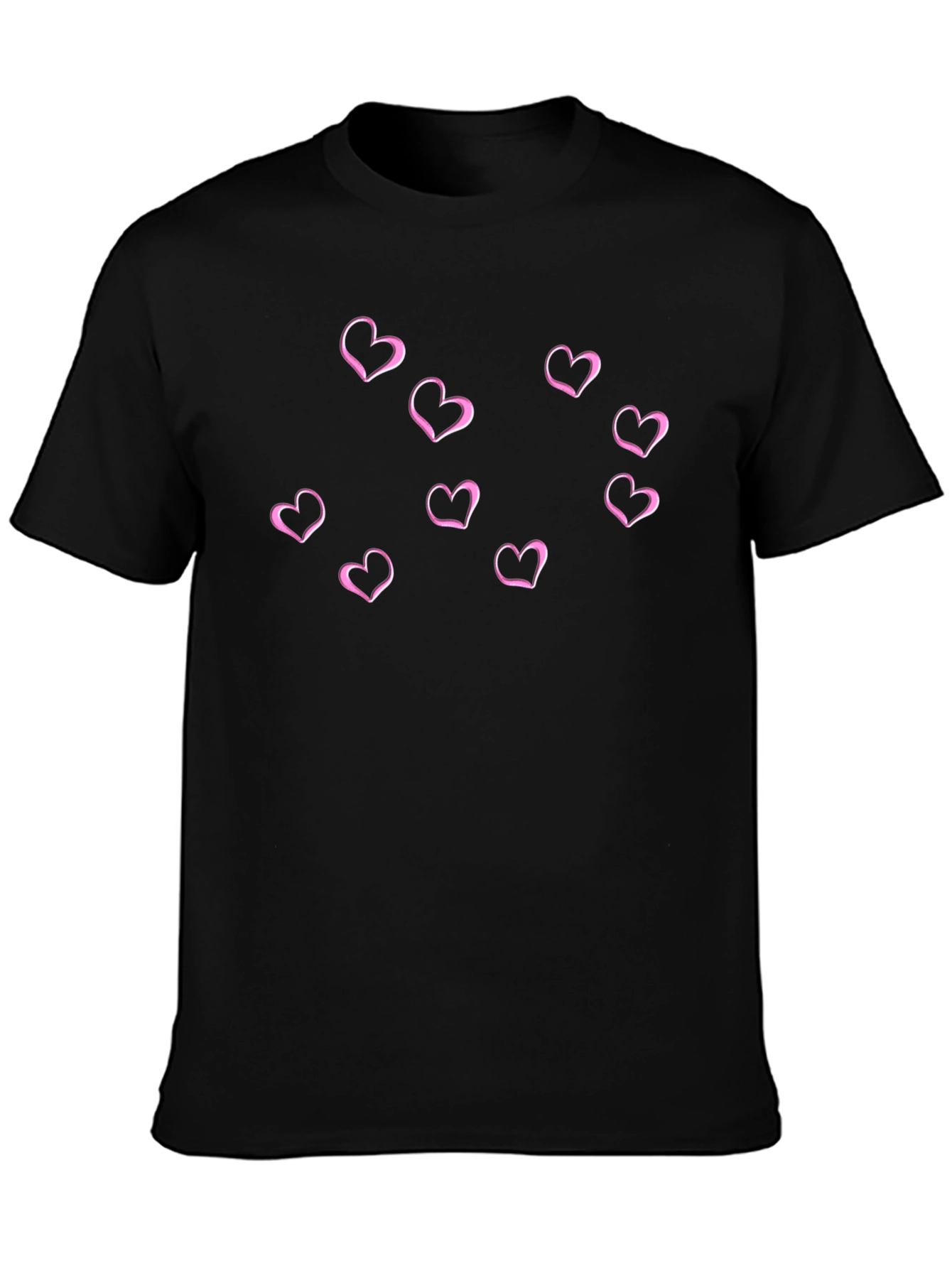 Hearts Graphic Mens Black T-Shirt
