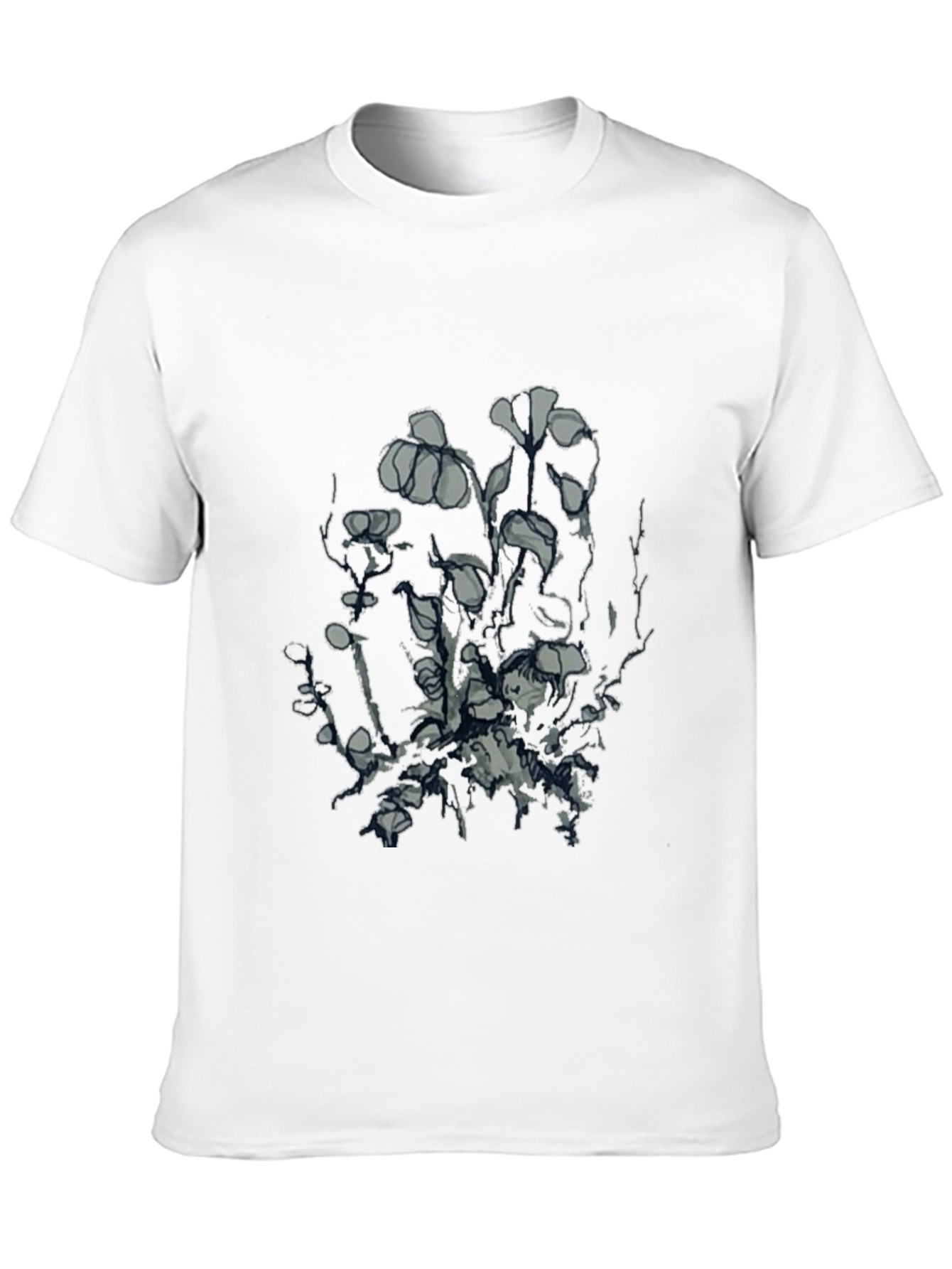 Mens Black Graphic Tee - Unique Floral Design
