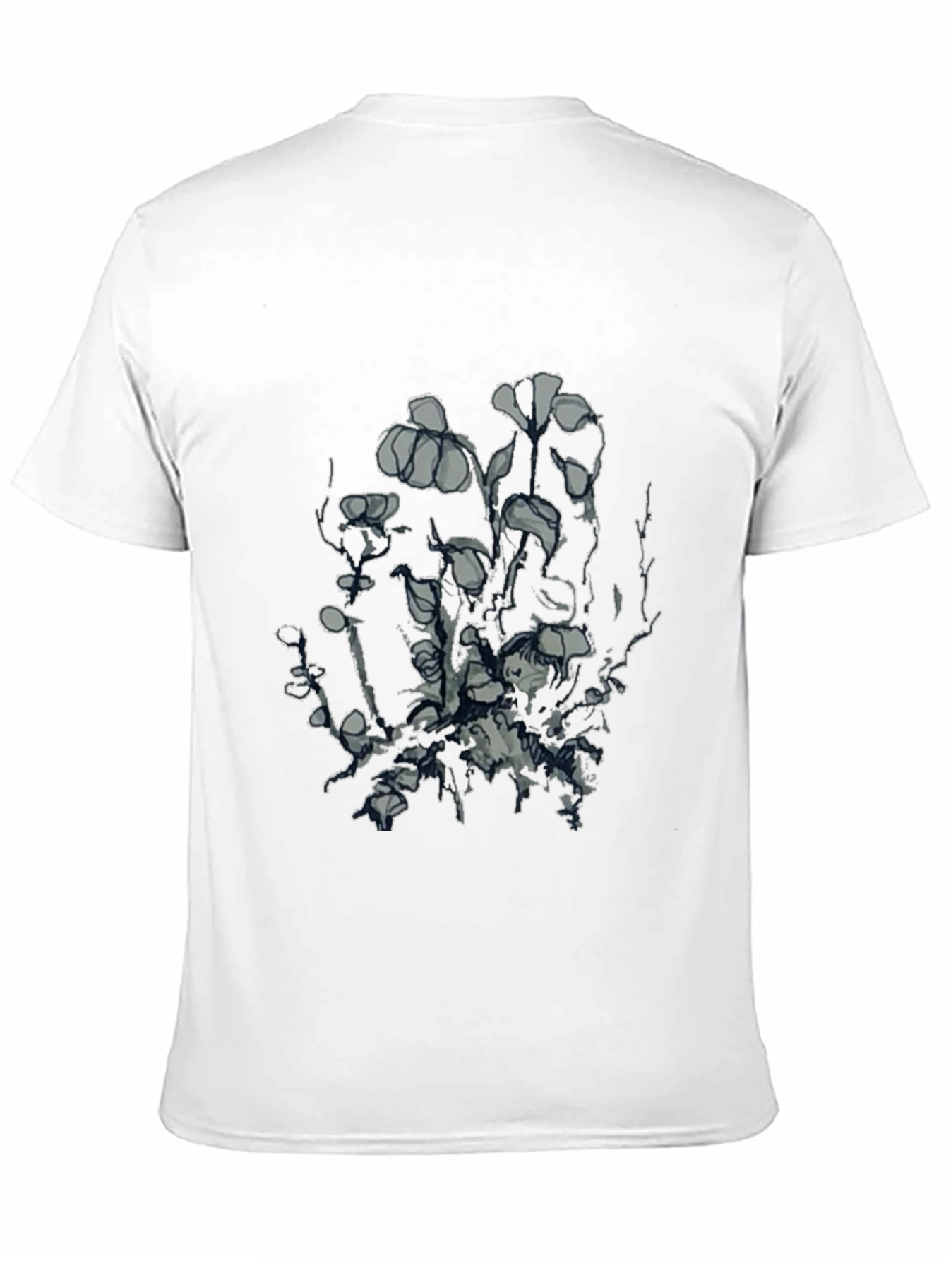 Mens Black Graphic Tee - Unique Floral Design