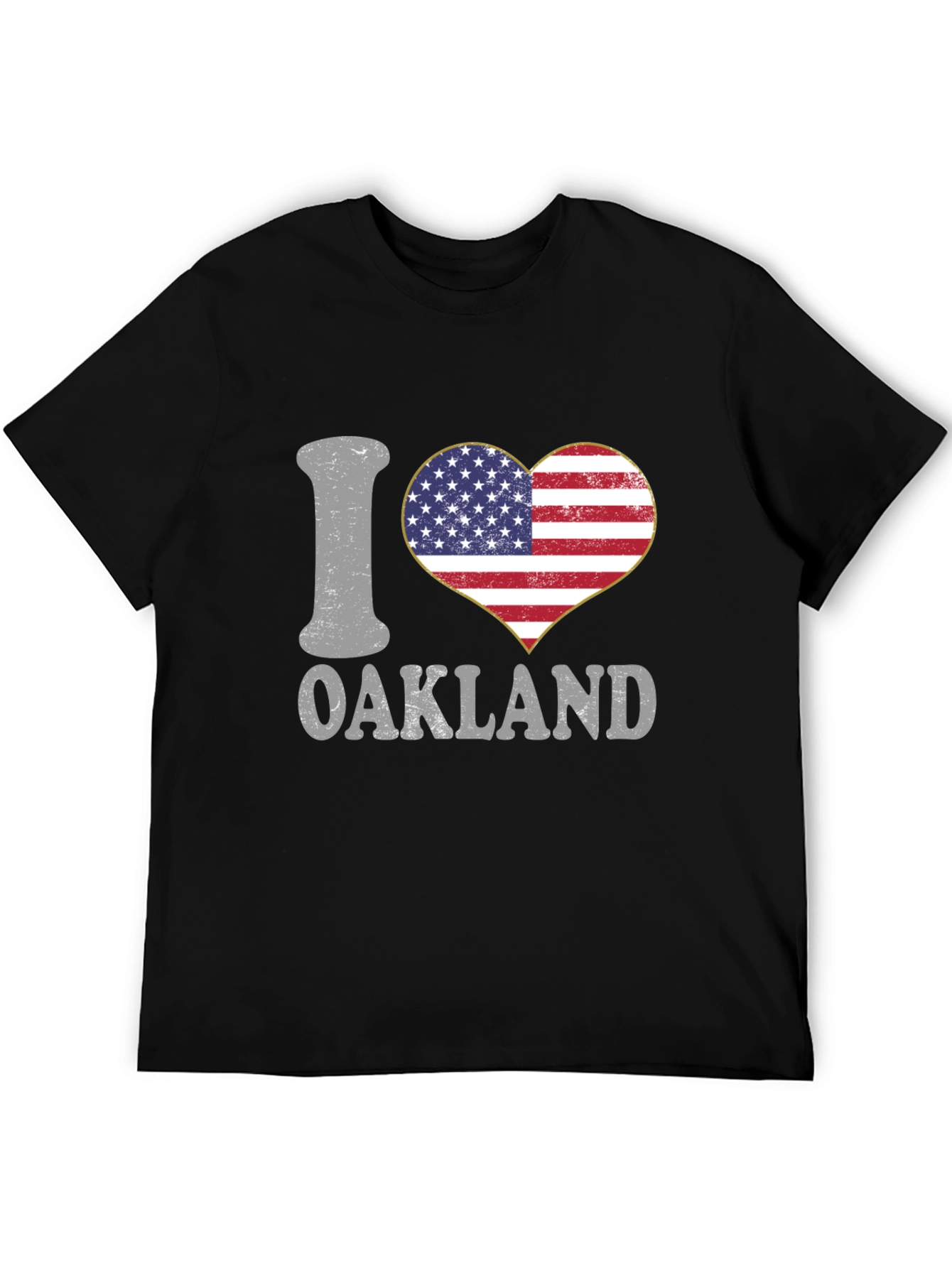 I Love Oakland USA Flag Heart T-Shirt