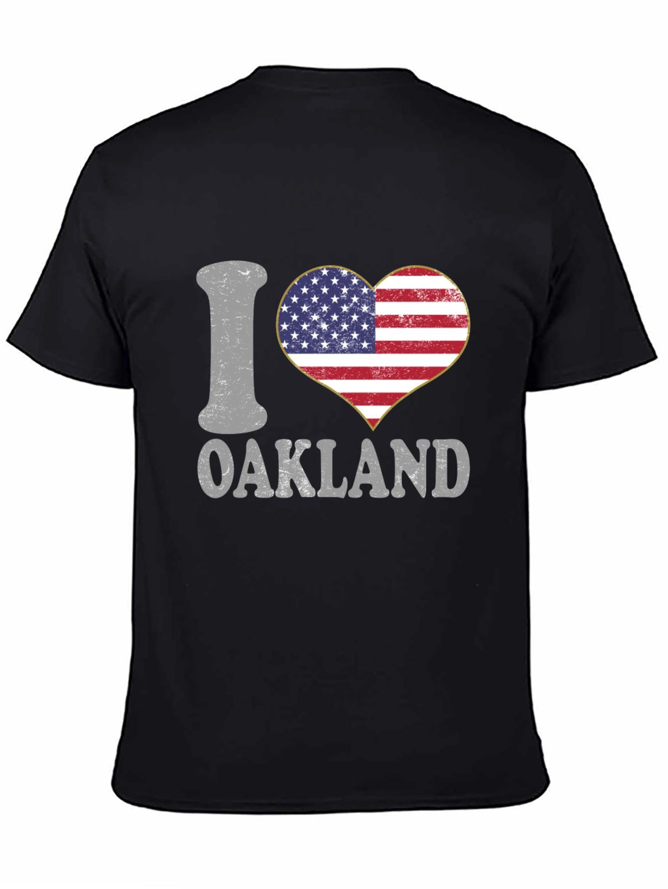 I Love Oakland USA Flag Heart T-Shirt