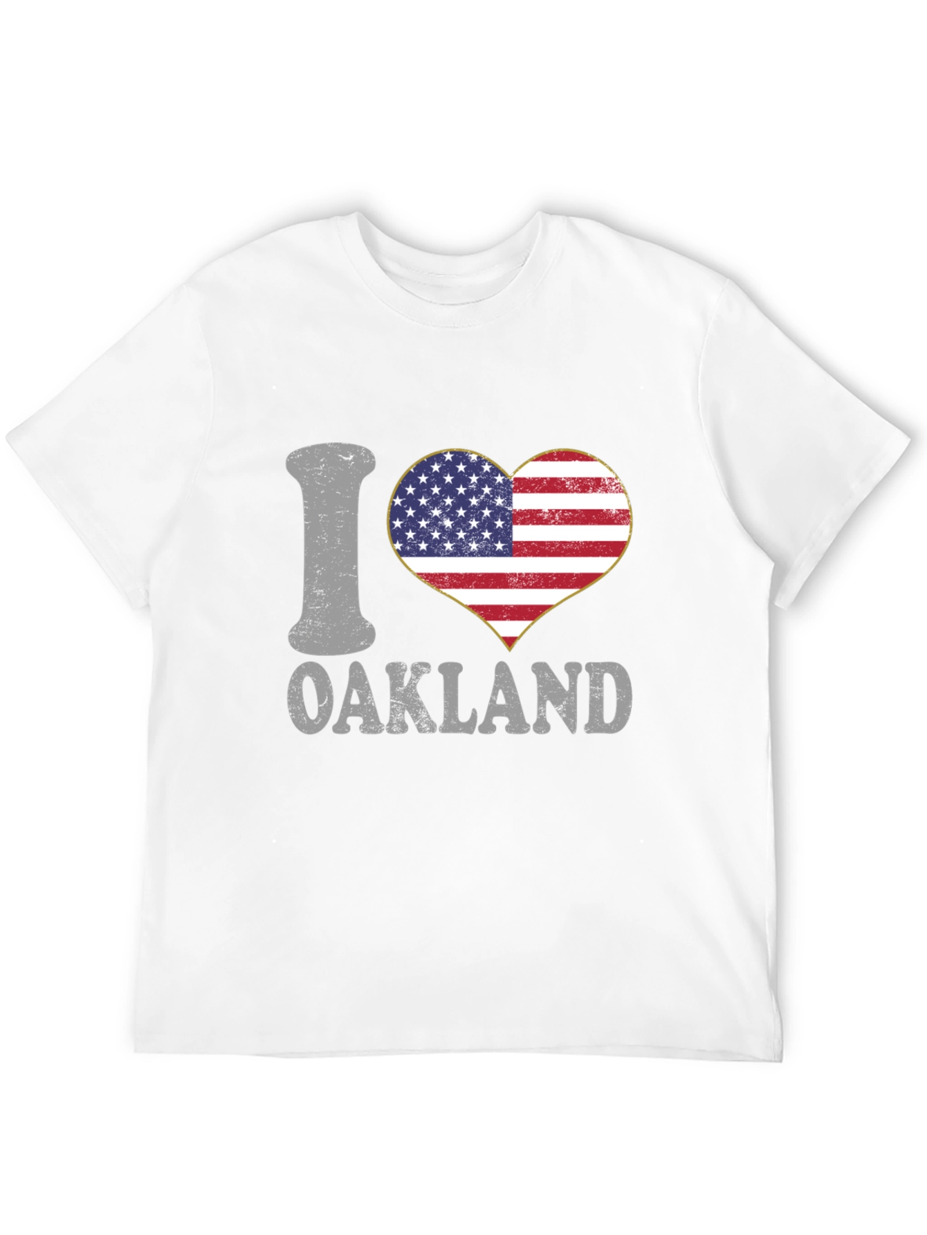 I Love Oakland USA Flag Heart T-Shirt
