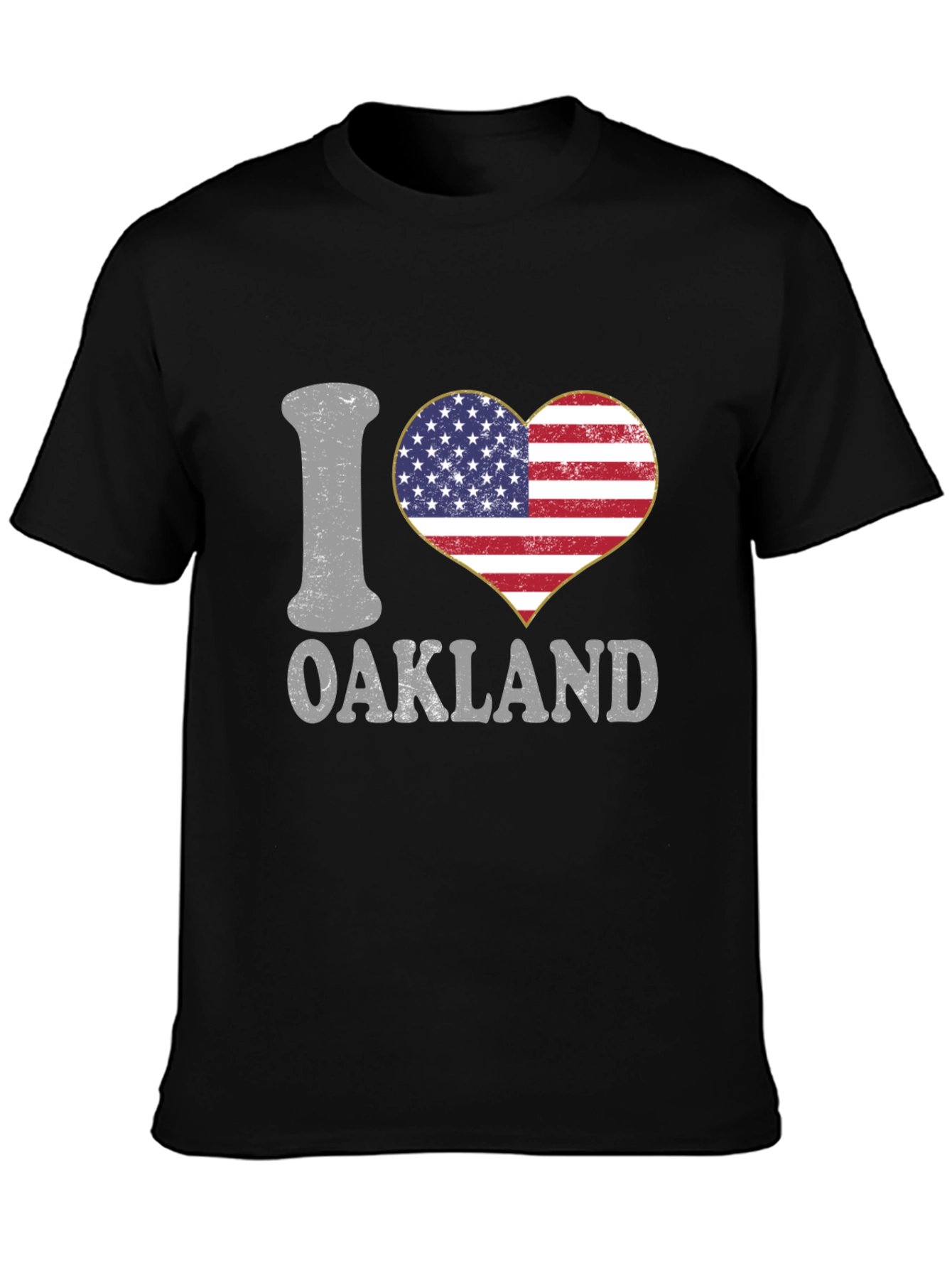 I Love Oakland USA Flag Heart T-Shirt