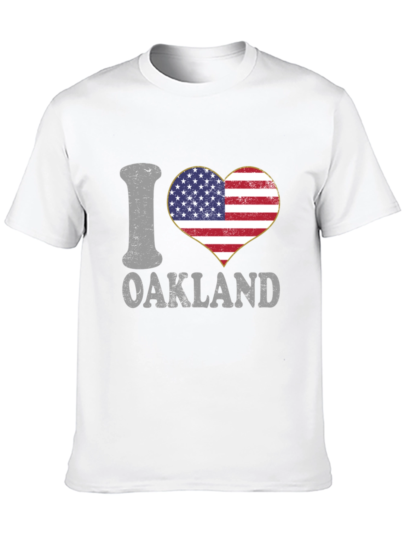 I Love Oakland USA Flag Heart T-Shirt