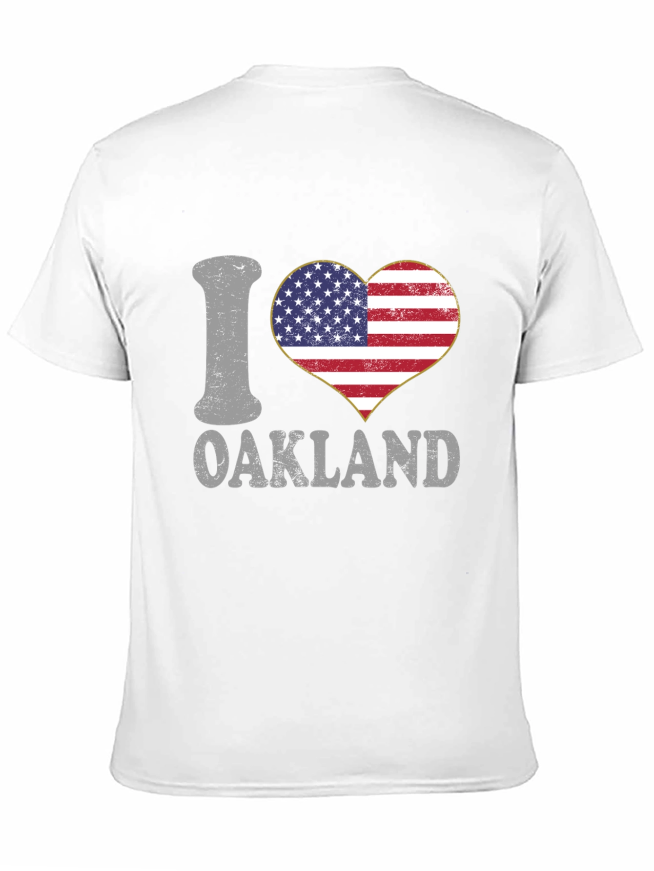 I Love Oakland USA Flag Heart T-Shirt