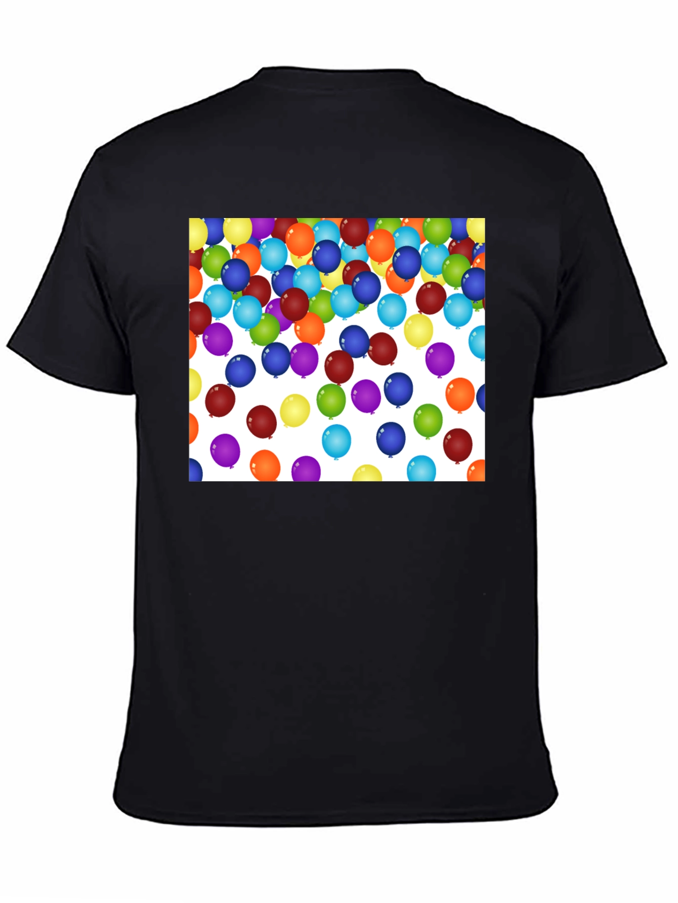 Festive Balloon Print Black T-Shirt