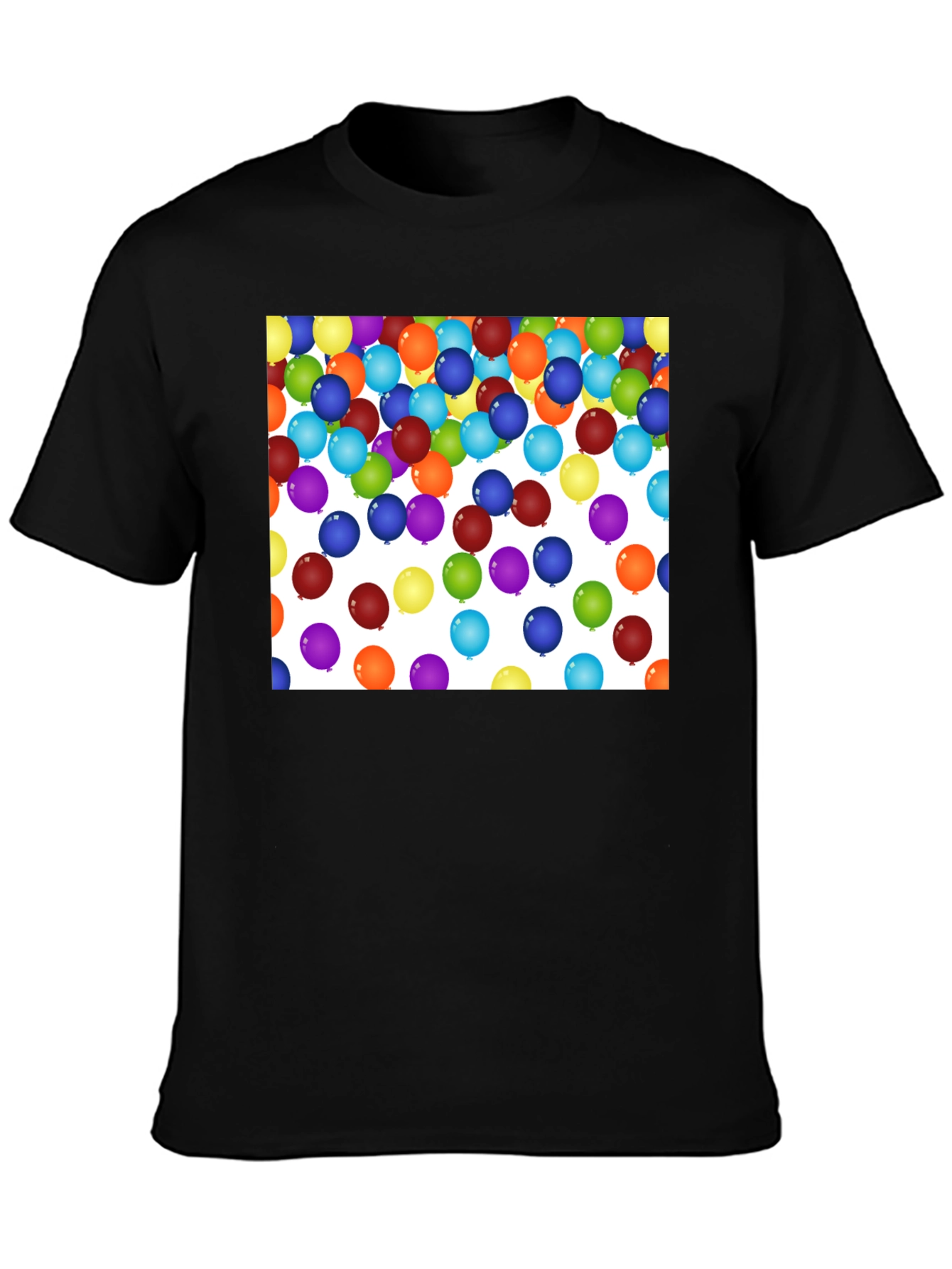 Festive Balloon Print Black T-Shirt