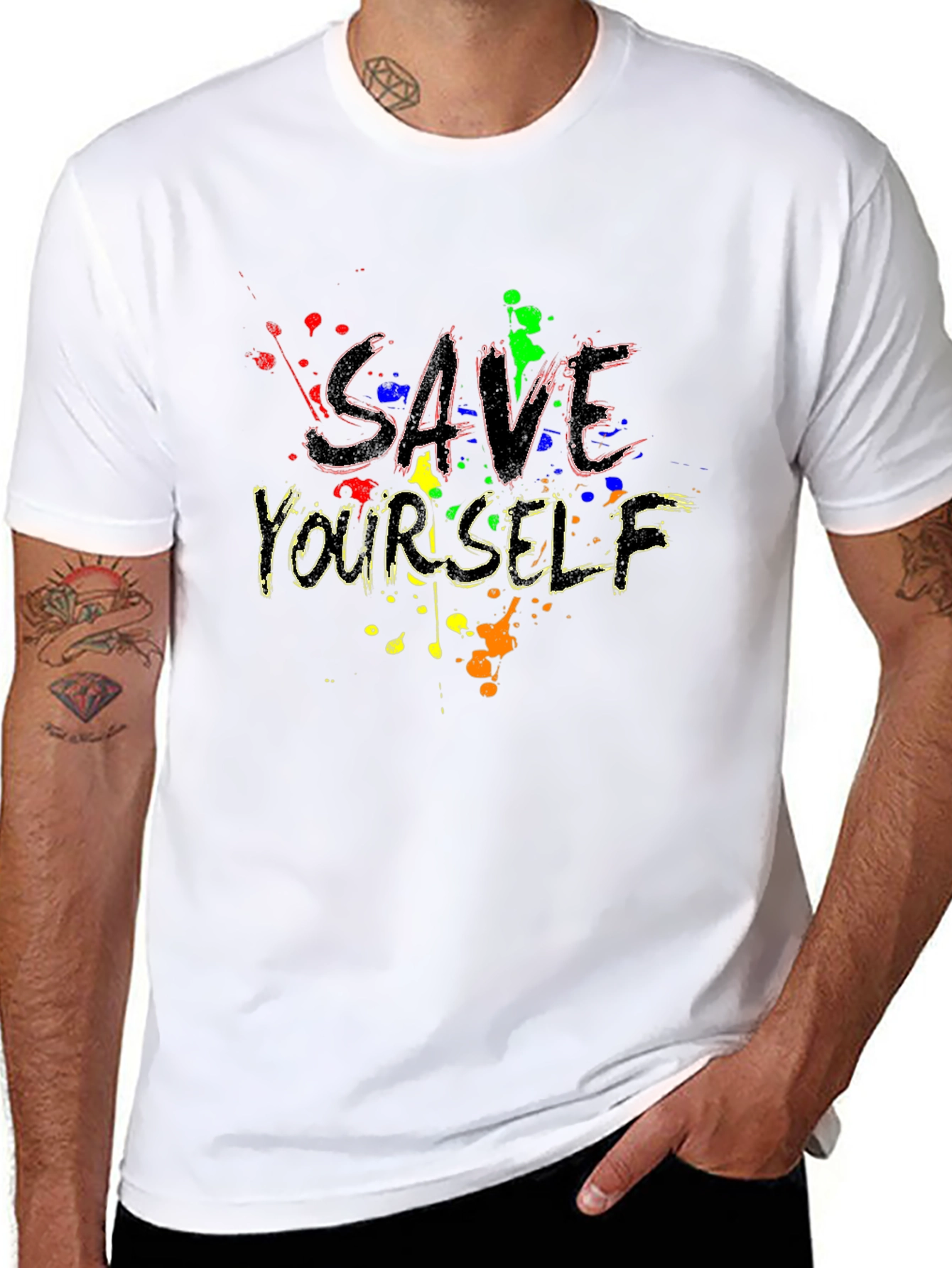 Save Yourself Graphic Tee - Trendy Black T-Shirt