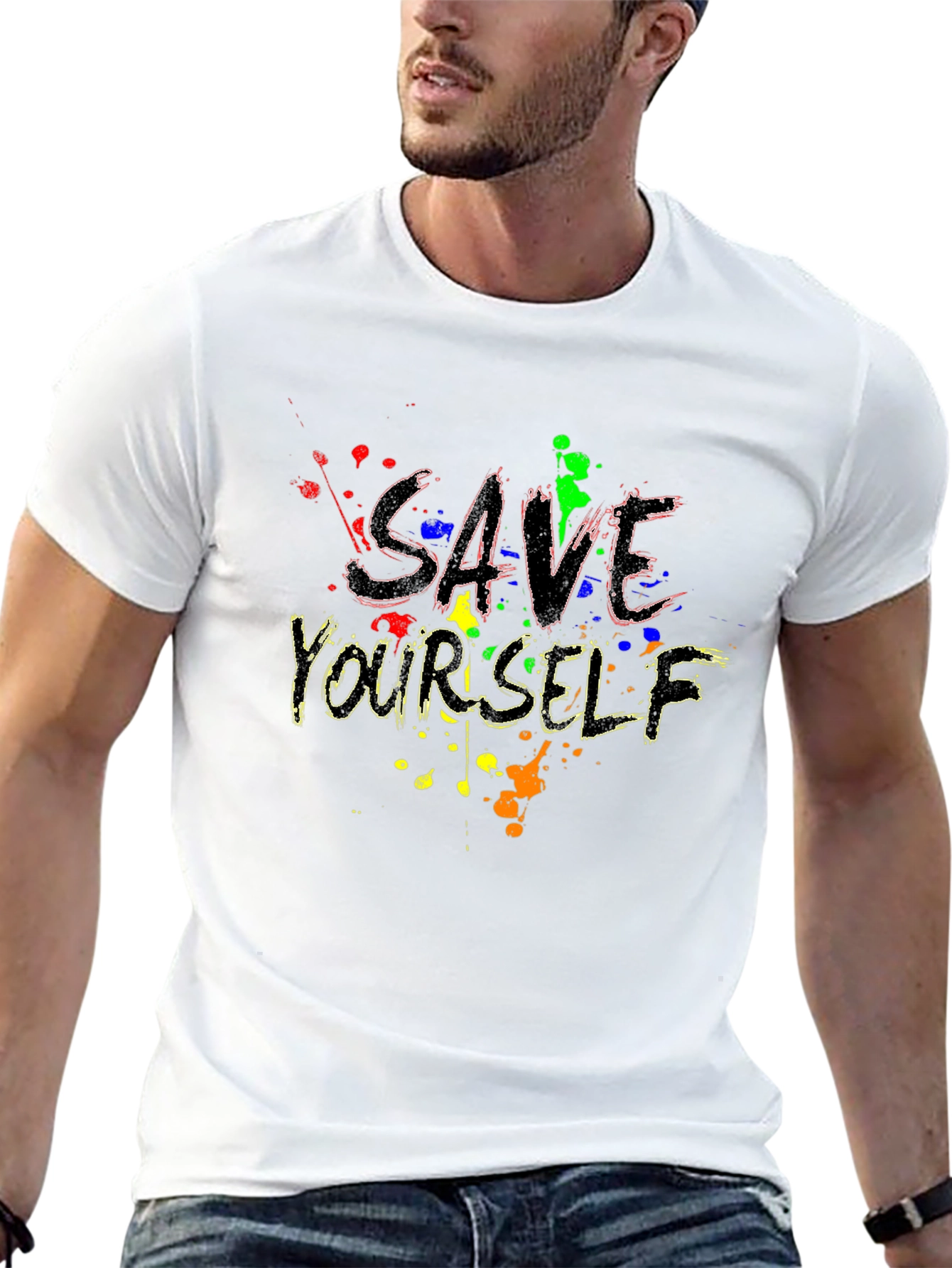 Save Yourself Graphic Tee - Trendy Black T-Shirt