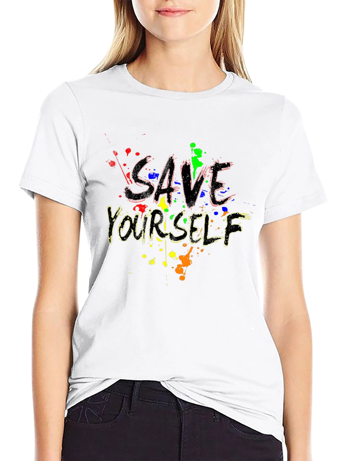 Save Yourself Graphic Tee - Trendy Black T-Shirt