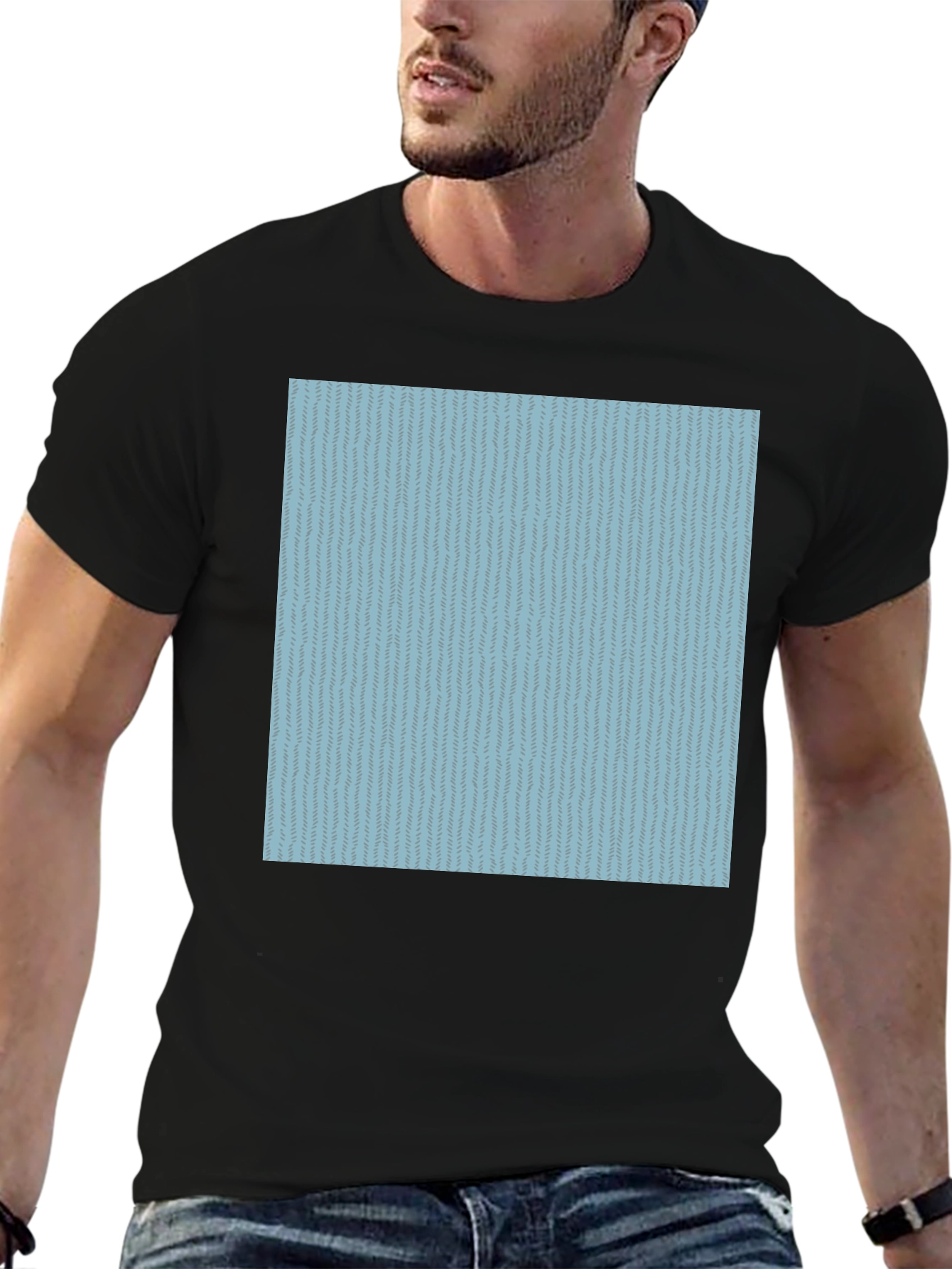 Modern Patterned T-Shirt - Casual Black Tee