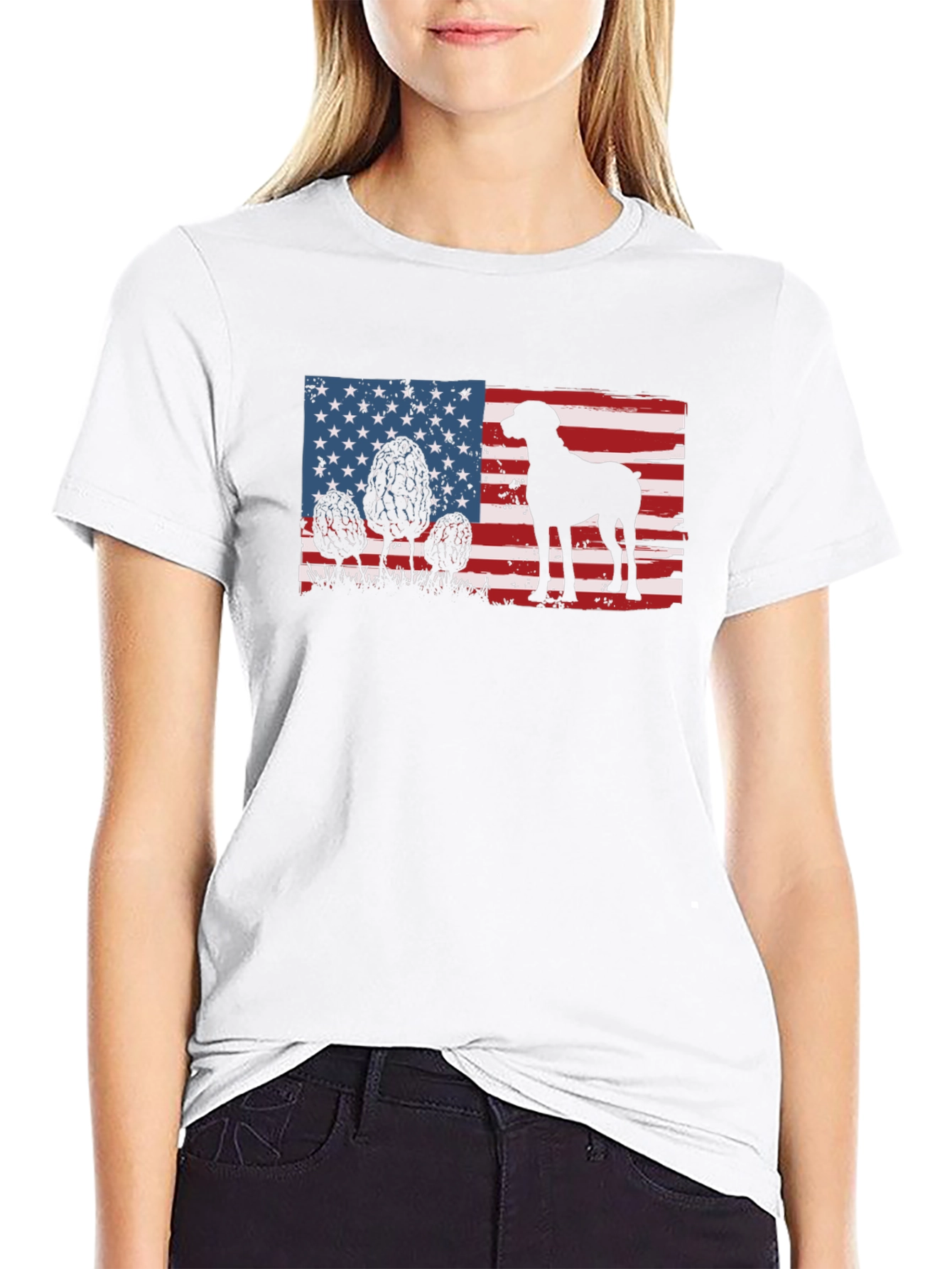 American Flag Dog Silhouette T-Shirt