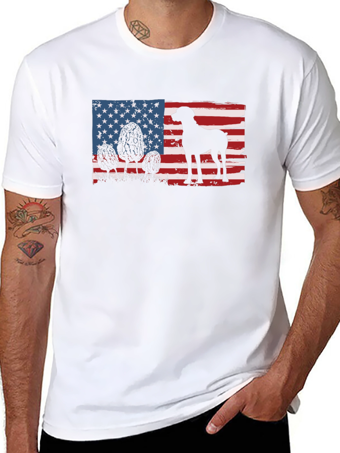 American Flag Dog Silhouette T-Shirt
