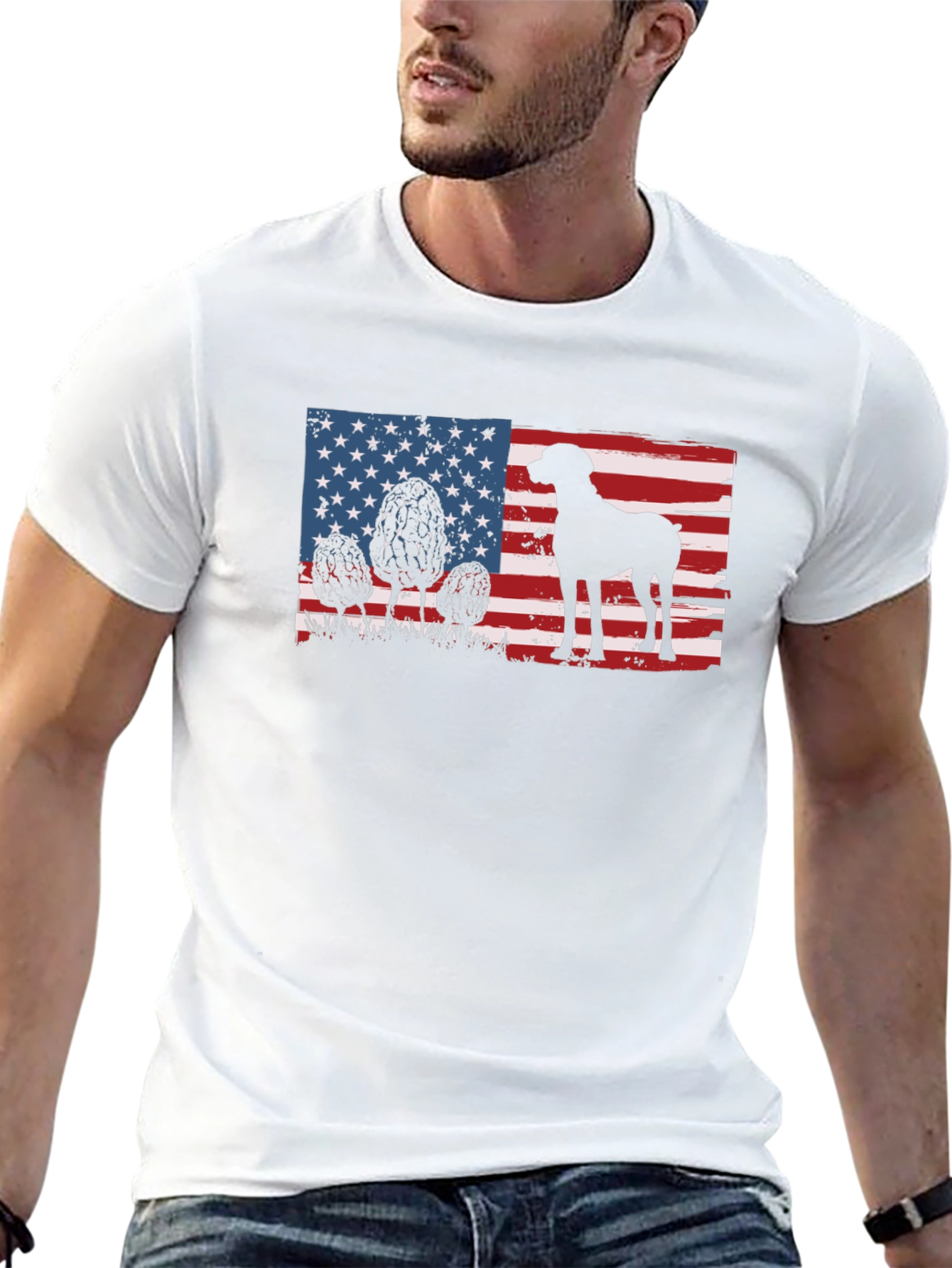 American Flag Dog Silhouette T-Shirt