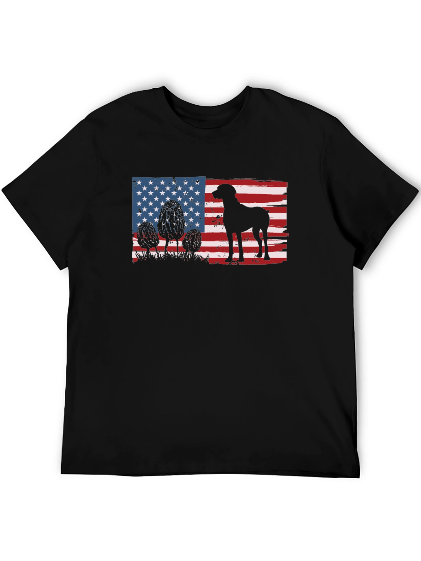 American Flag Dog Silhouette T-Shirt
