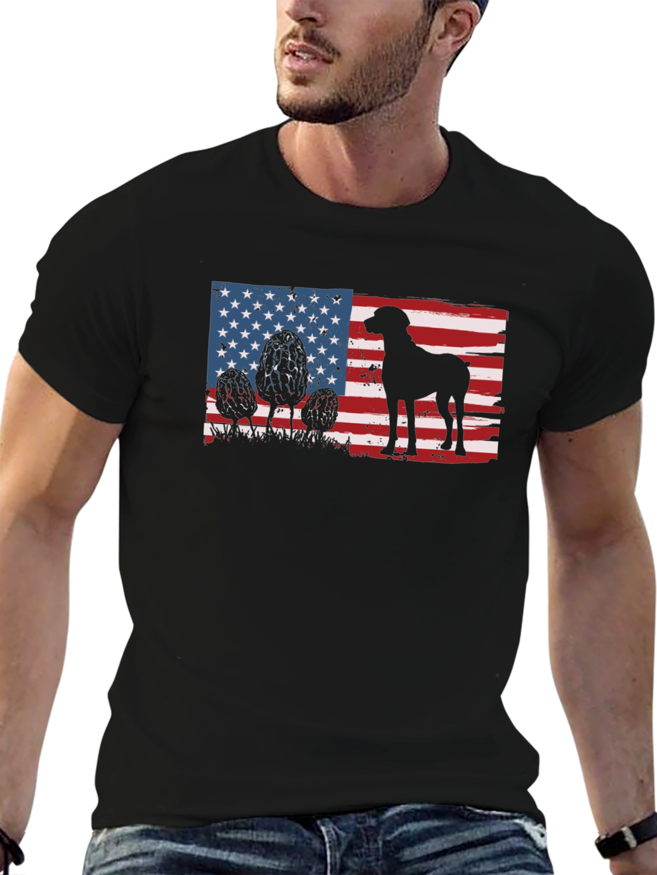 American Flag Dog Silhouette T-Shirt