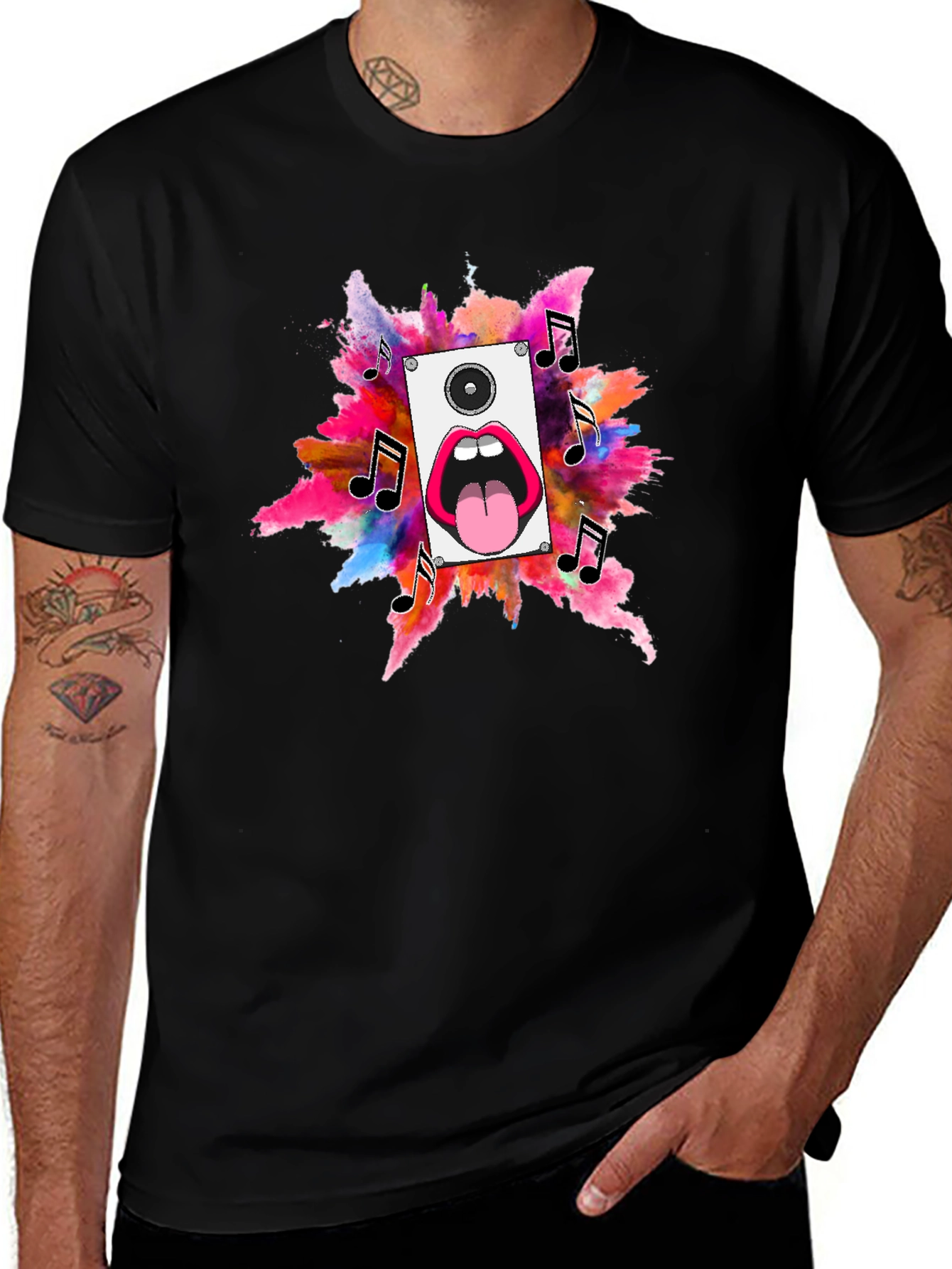 Music Loud Speaker Black T-Shirt