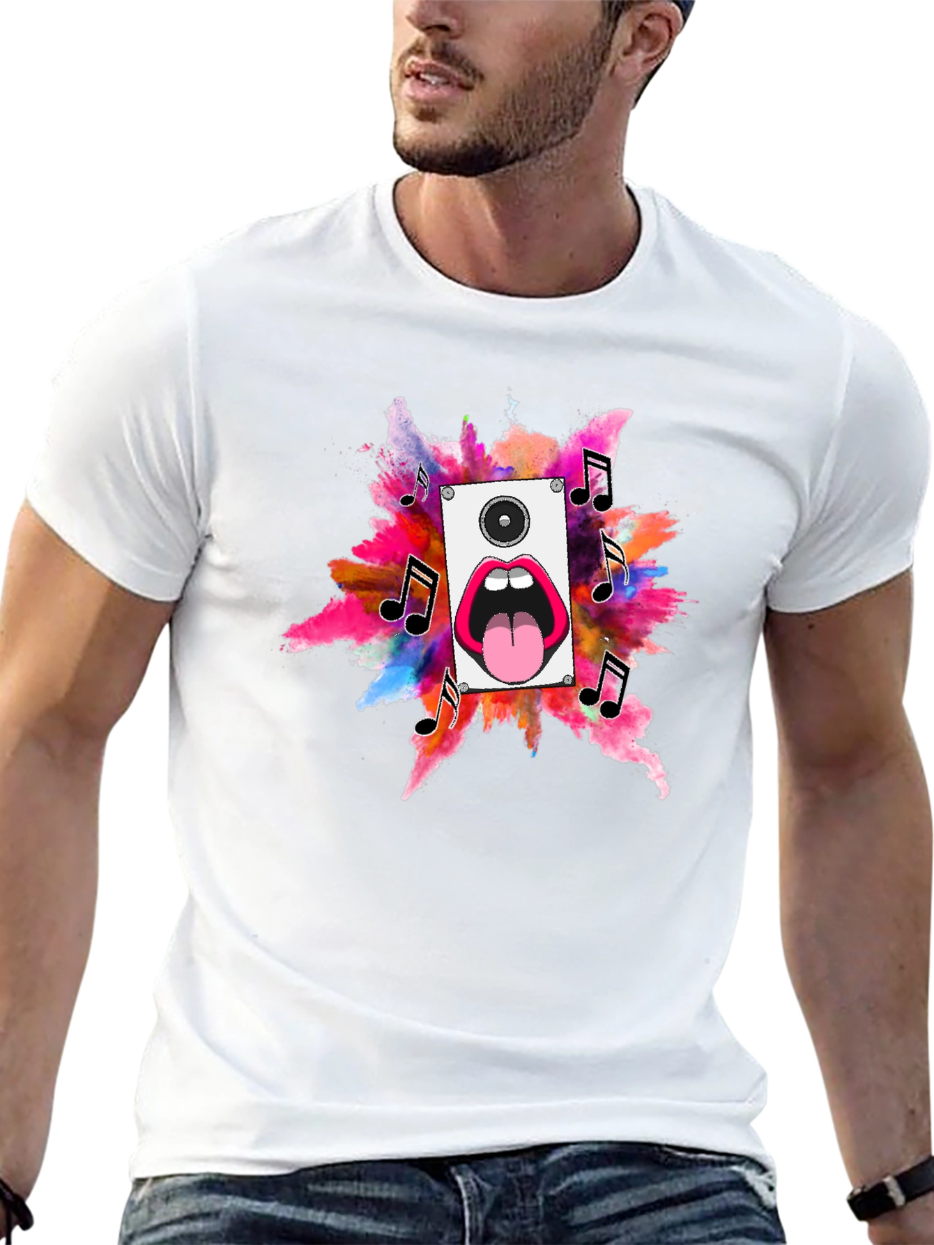 Music Loud Speaker Black T-Shirt