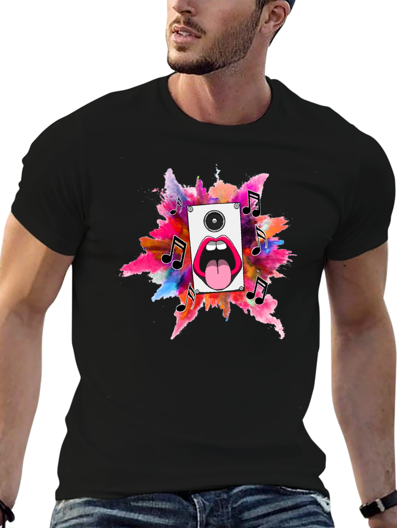 Music Loud Speaker Black T-Shirt