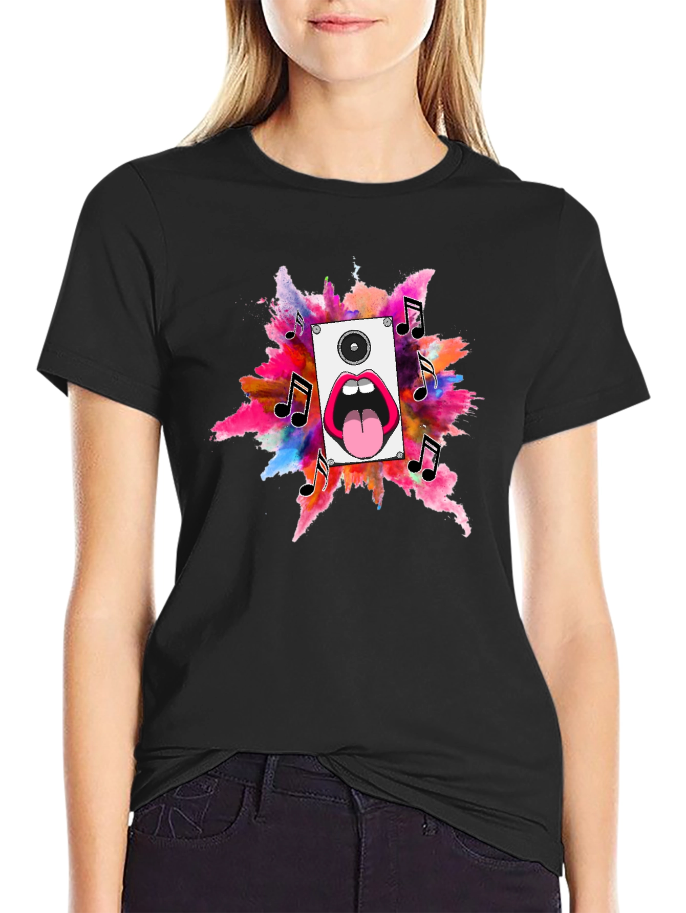 Music Loud Speaker Black T-Shirt