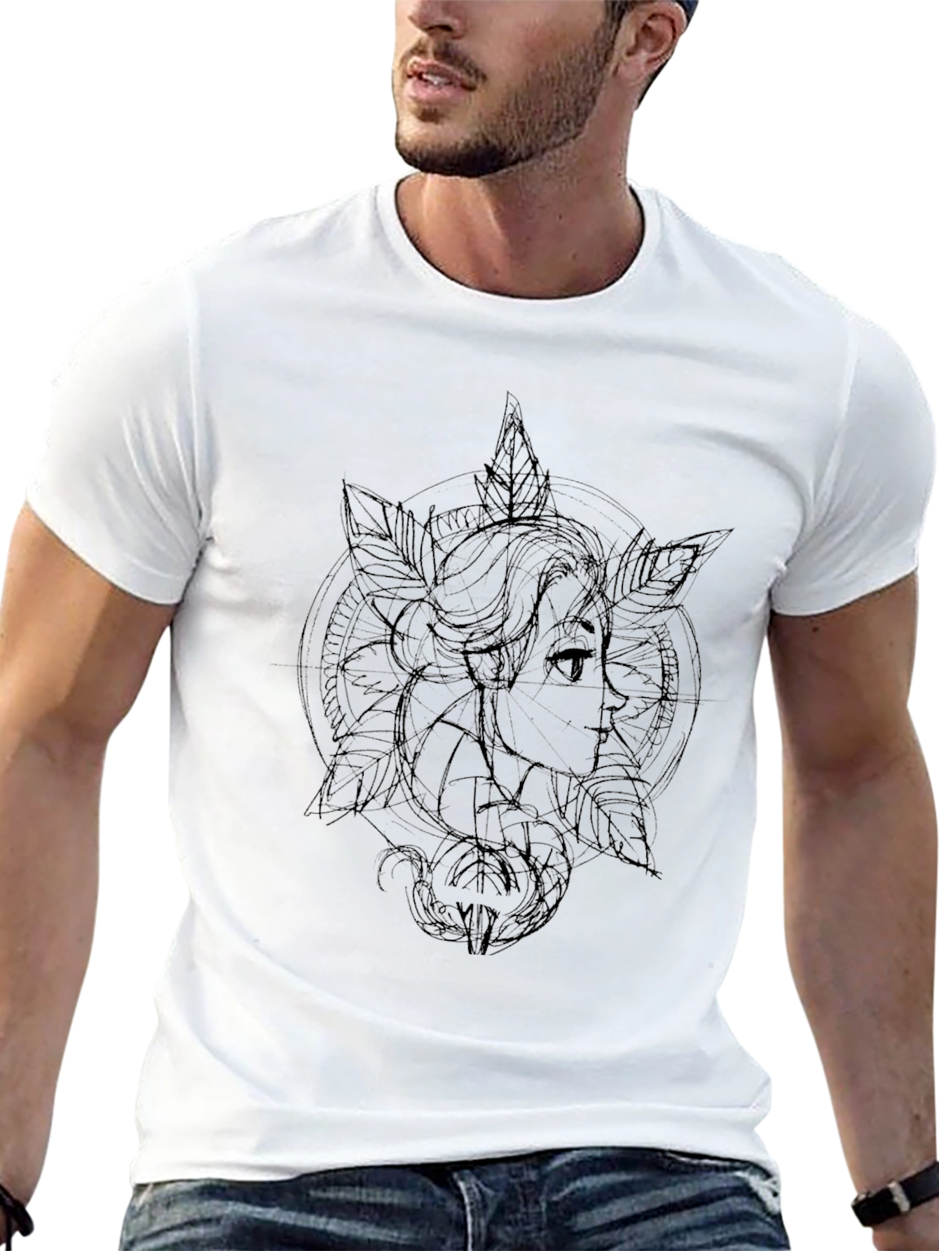 Artistic Woman Graphic Black T-Shirt