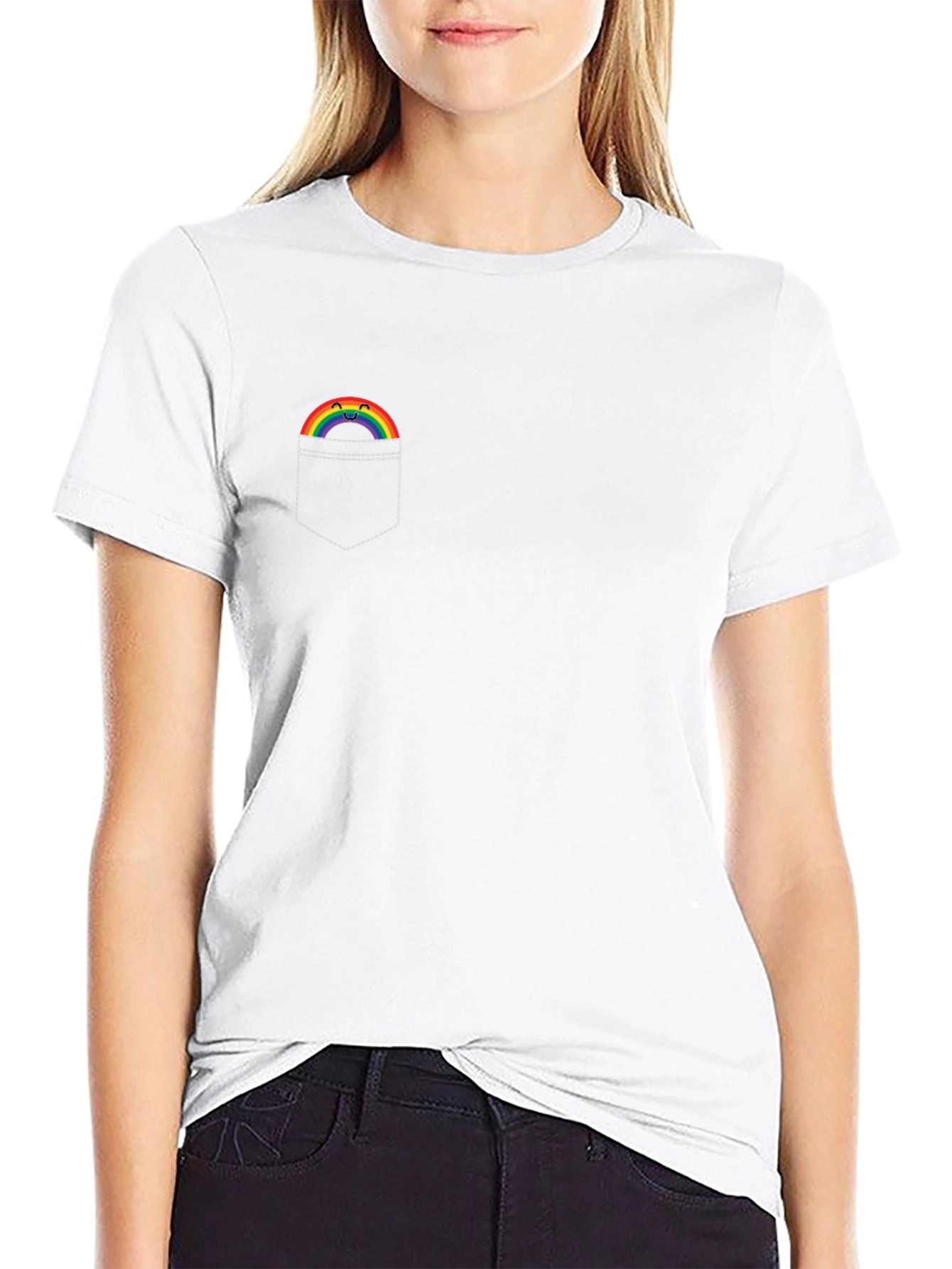 Rainbow Pocket Graphic T-Shirt - Soft Cotton Tee