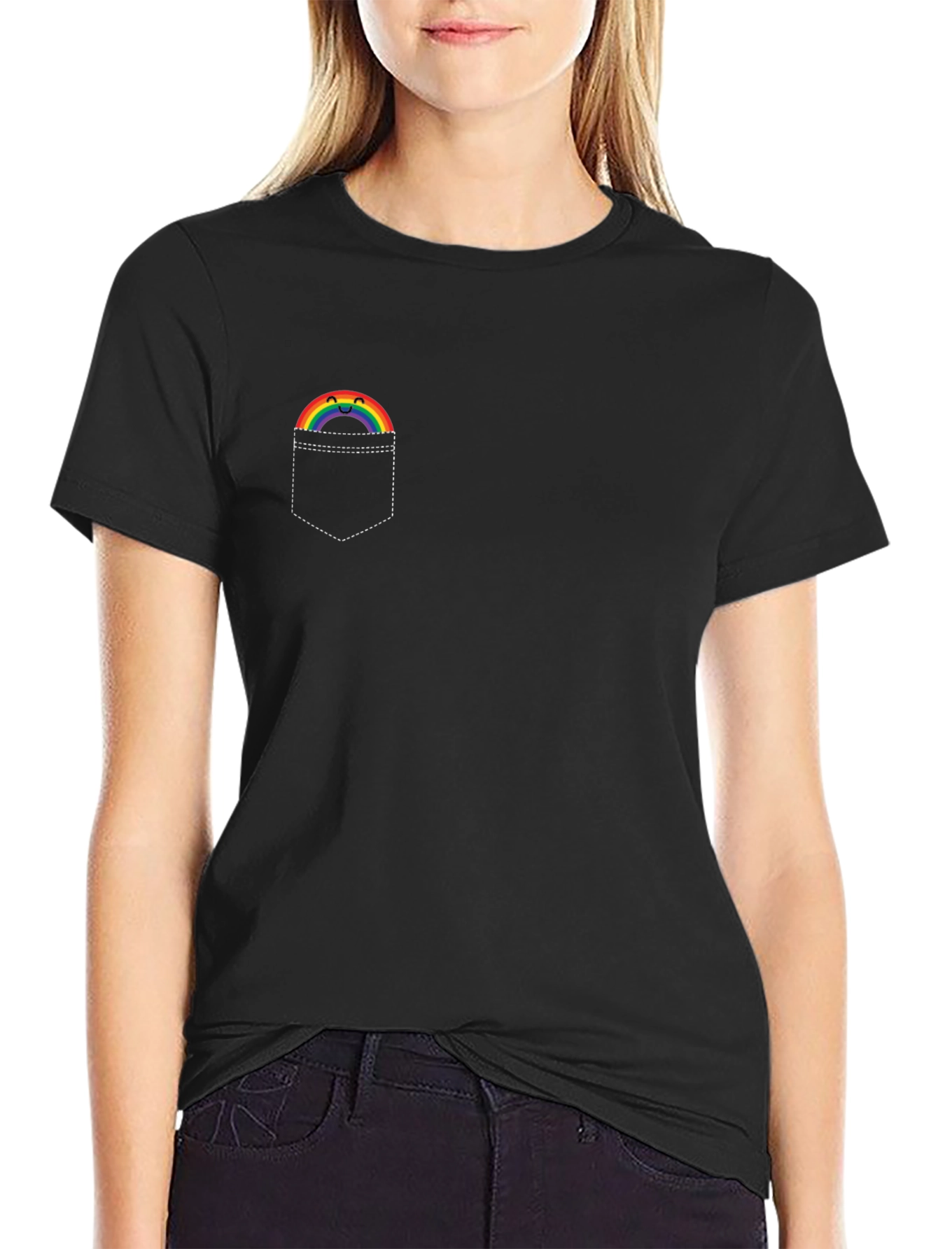 Rainbow Pocket Graphic T-Shirt - Soft Cotton Tee