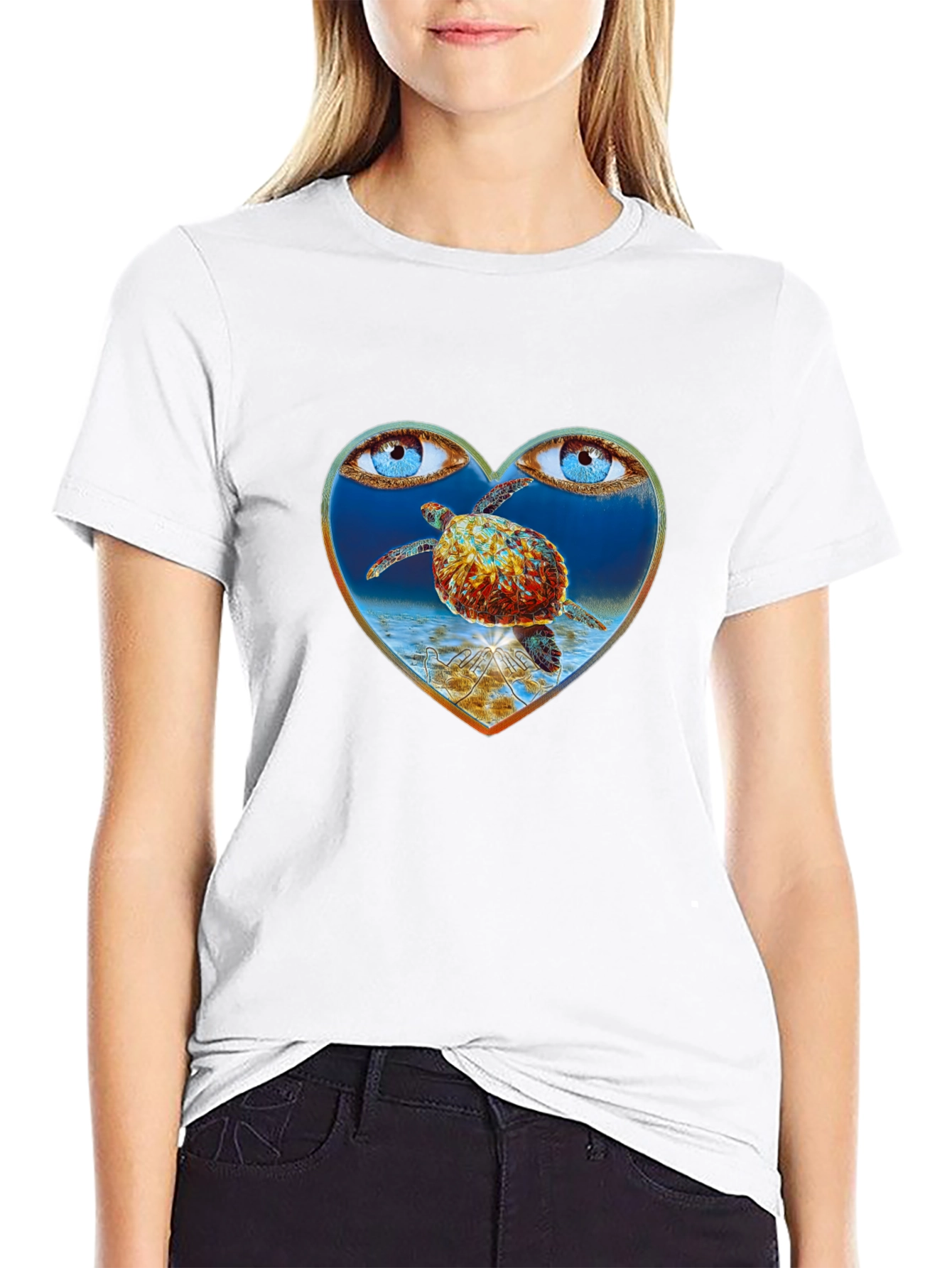 Turtle Eye Heart Graphic Tee