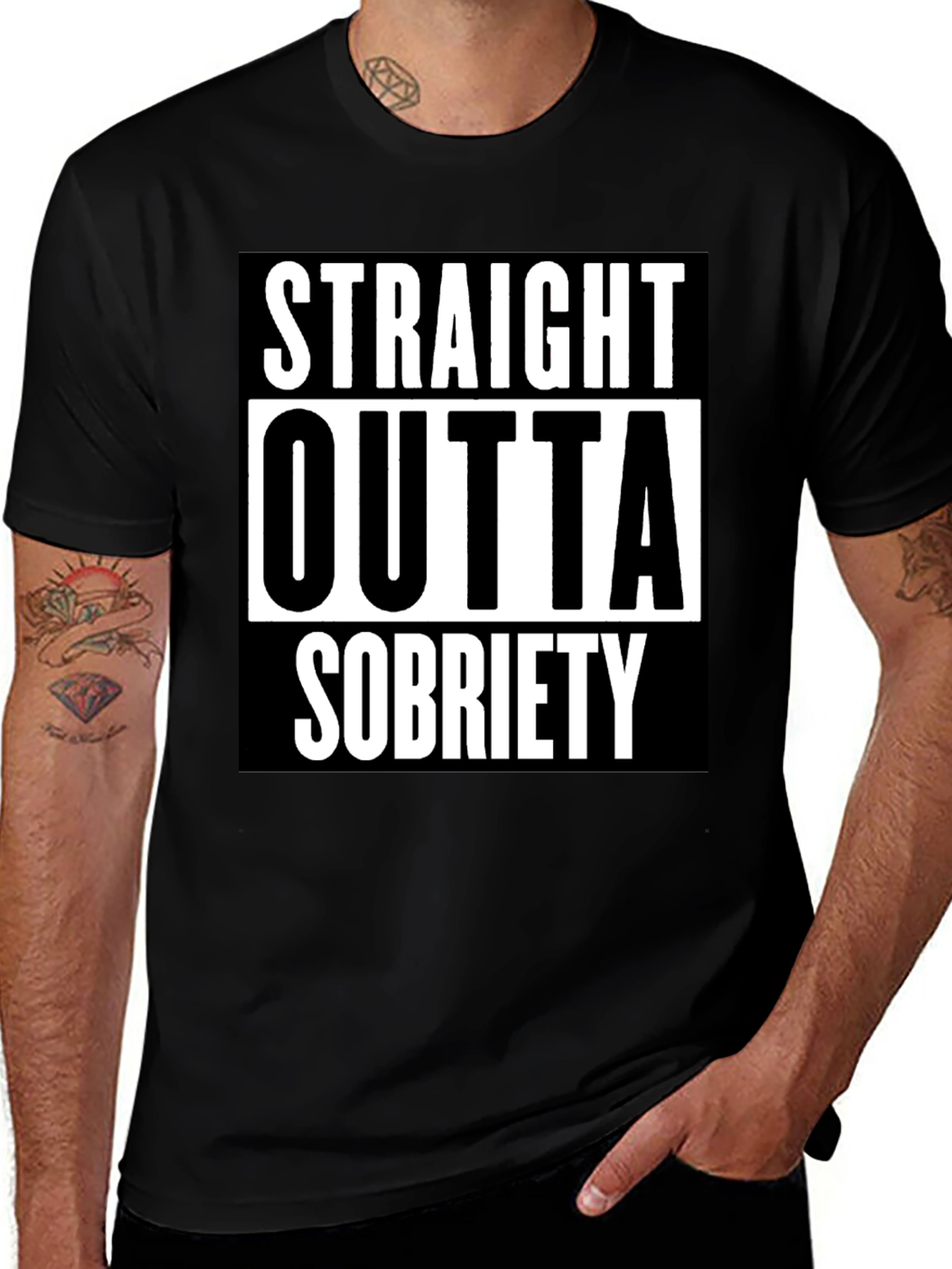 Straight Outta Sobriety Black Graphic Tee