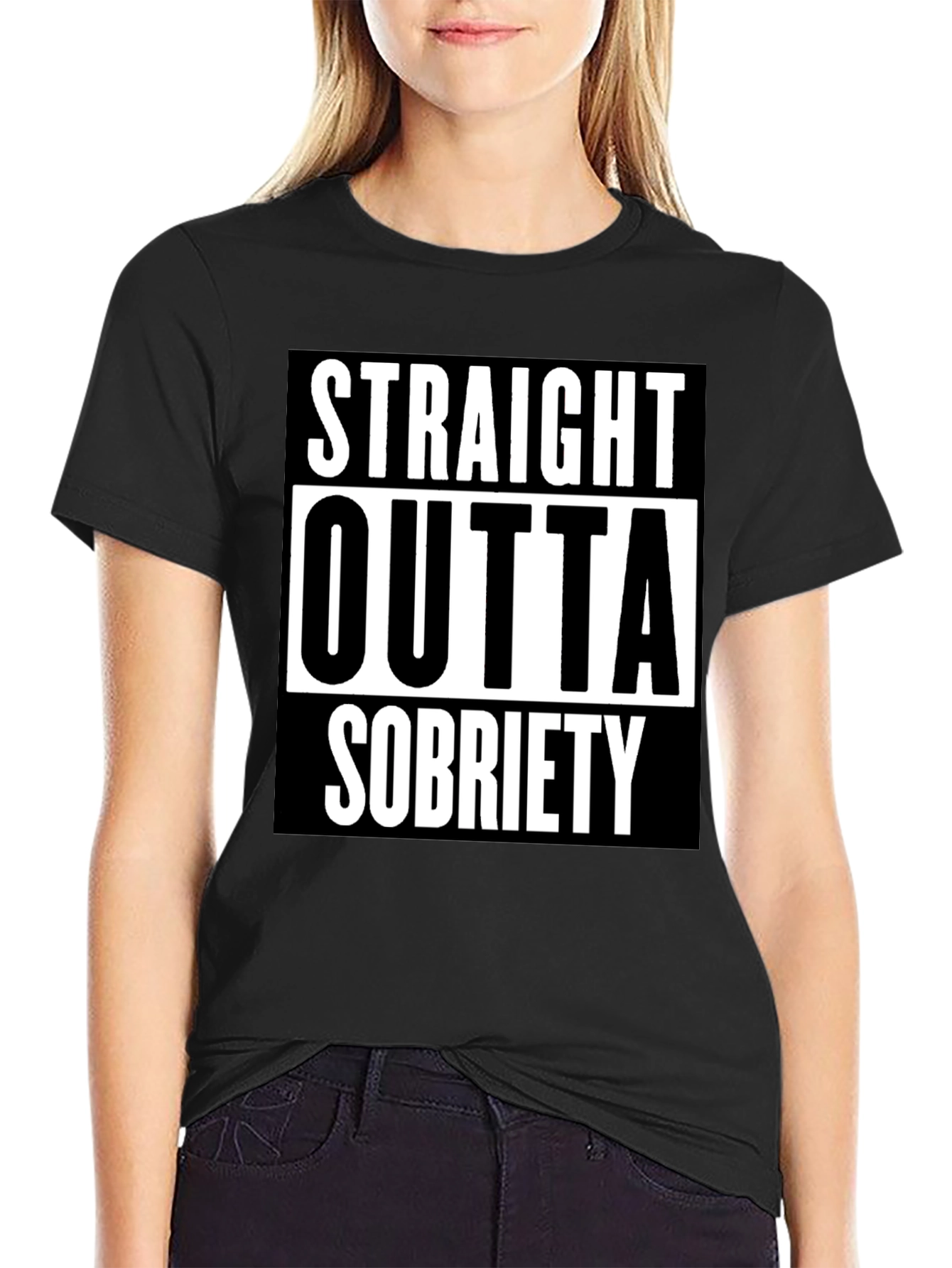Straight Outta Sobriety Black Graphic Tee