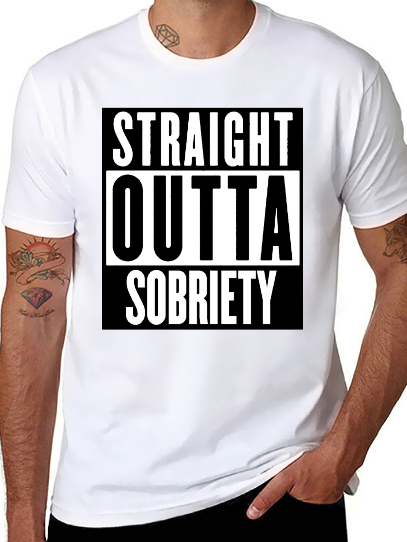 Straight Outta Sobriety Black Graphic Tee
