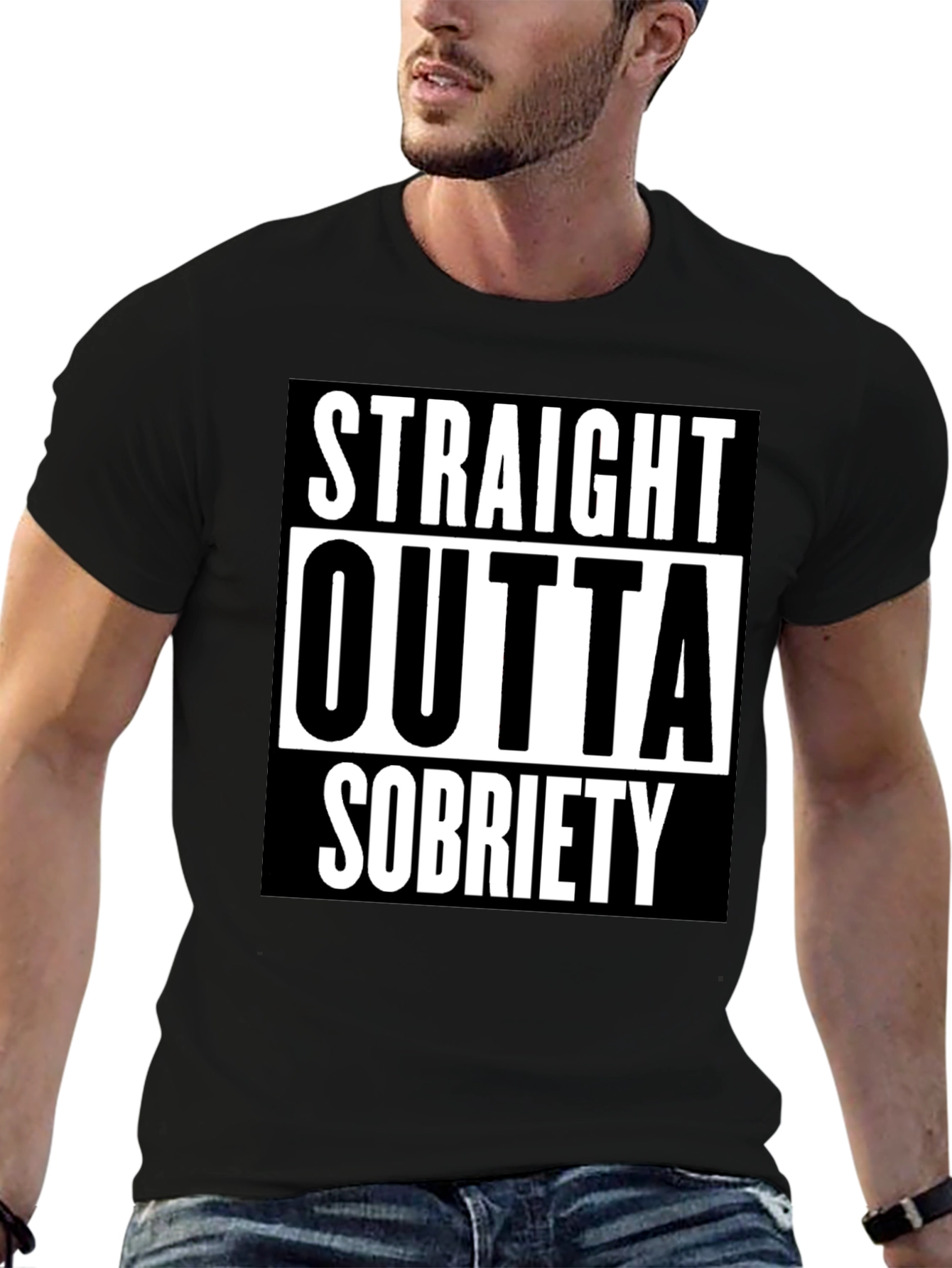 Straight Outta Sobriety Black Graphic Tee