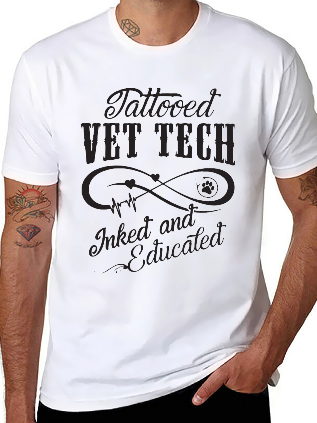 Tattooed Vet Tech T-Shirt - Inked & Educated Tee