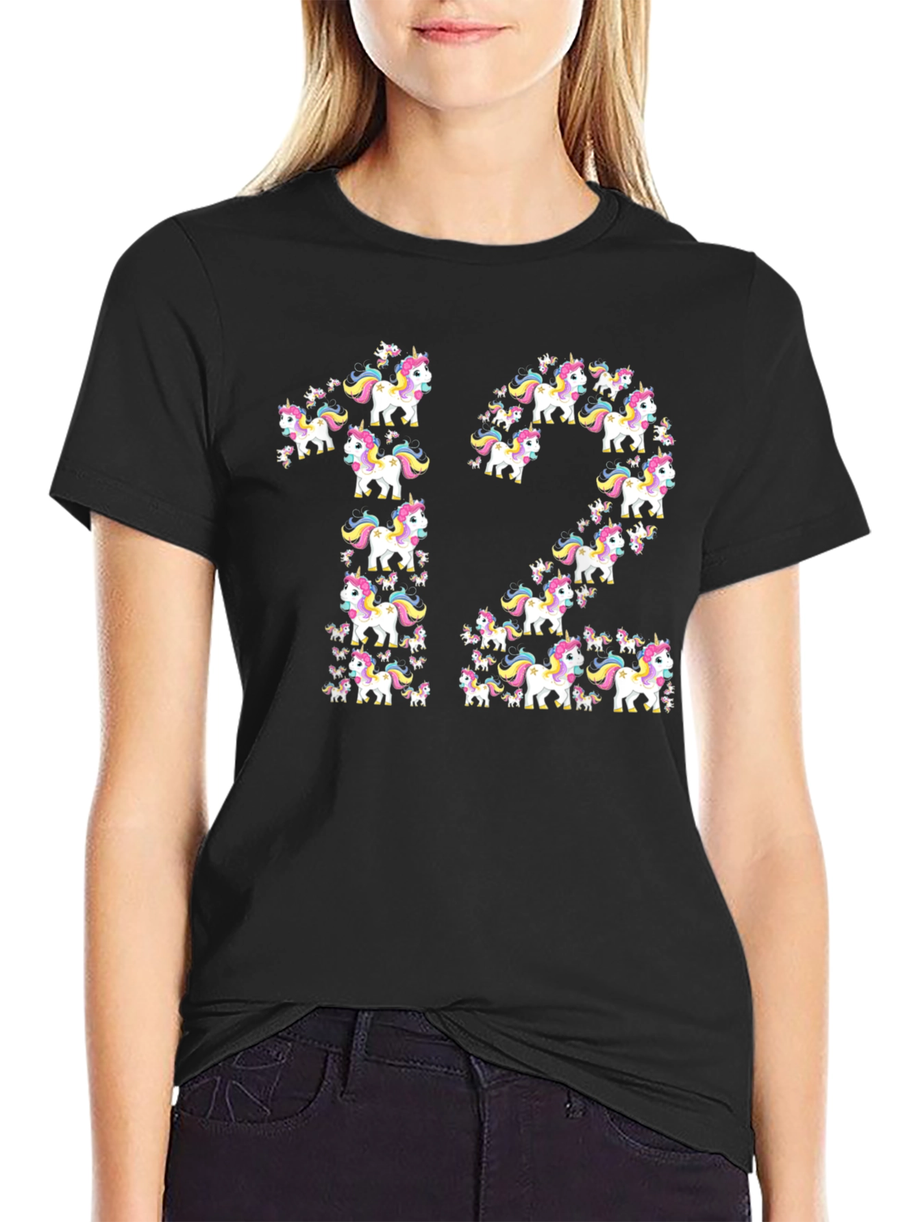Unicorn 12th Birthday T-Shirt - Black
