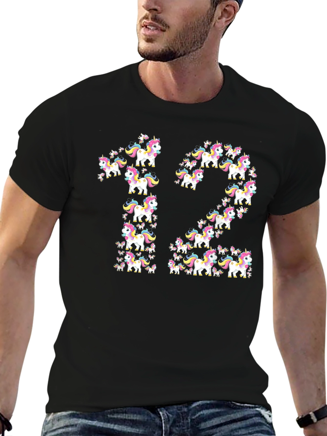 Unicorn 12th Birthday T-Shirt - Black