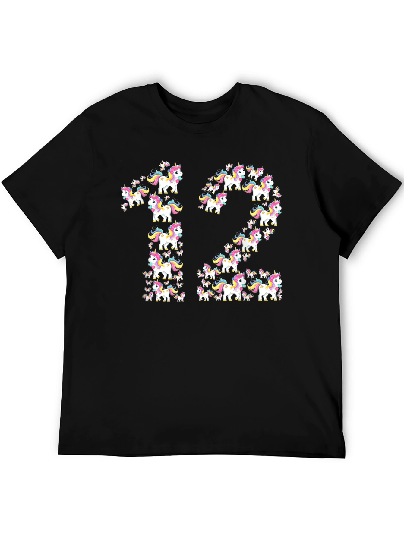 Unicorn 12th Birthday T-Shirt - Black