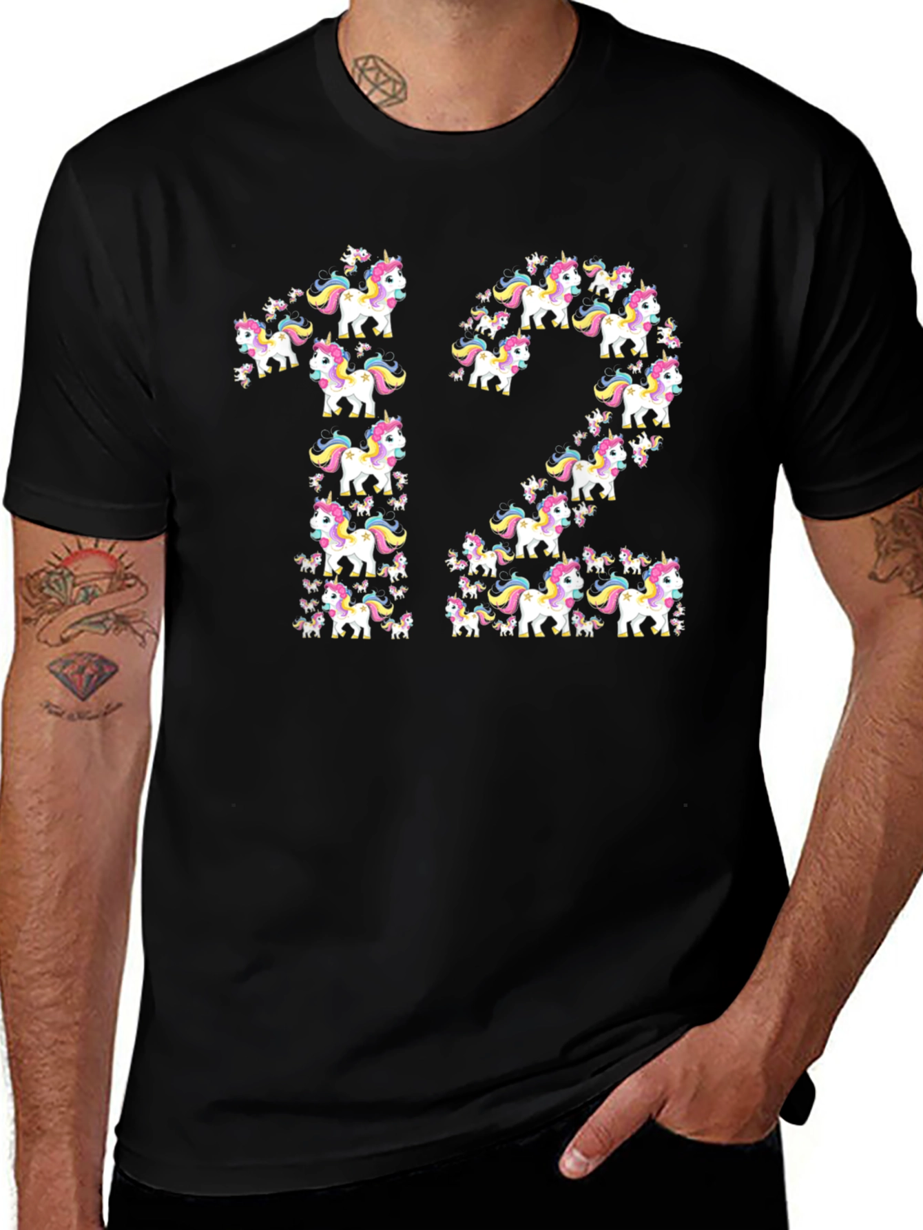 Unicorn 12th Birthday T-Shirt - Black