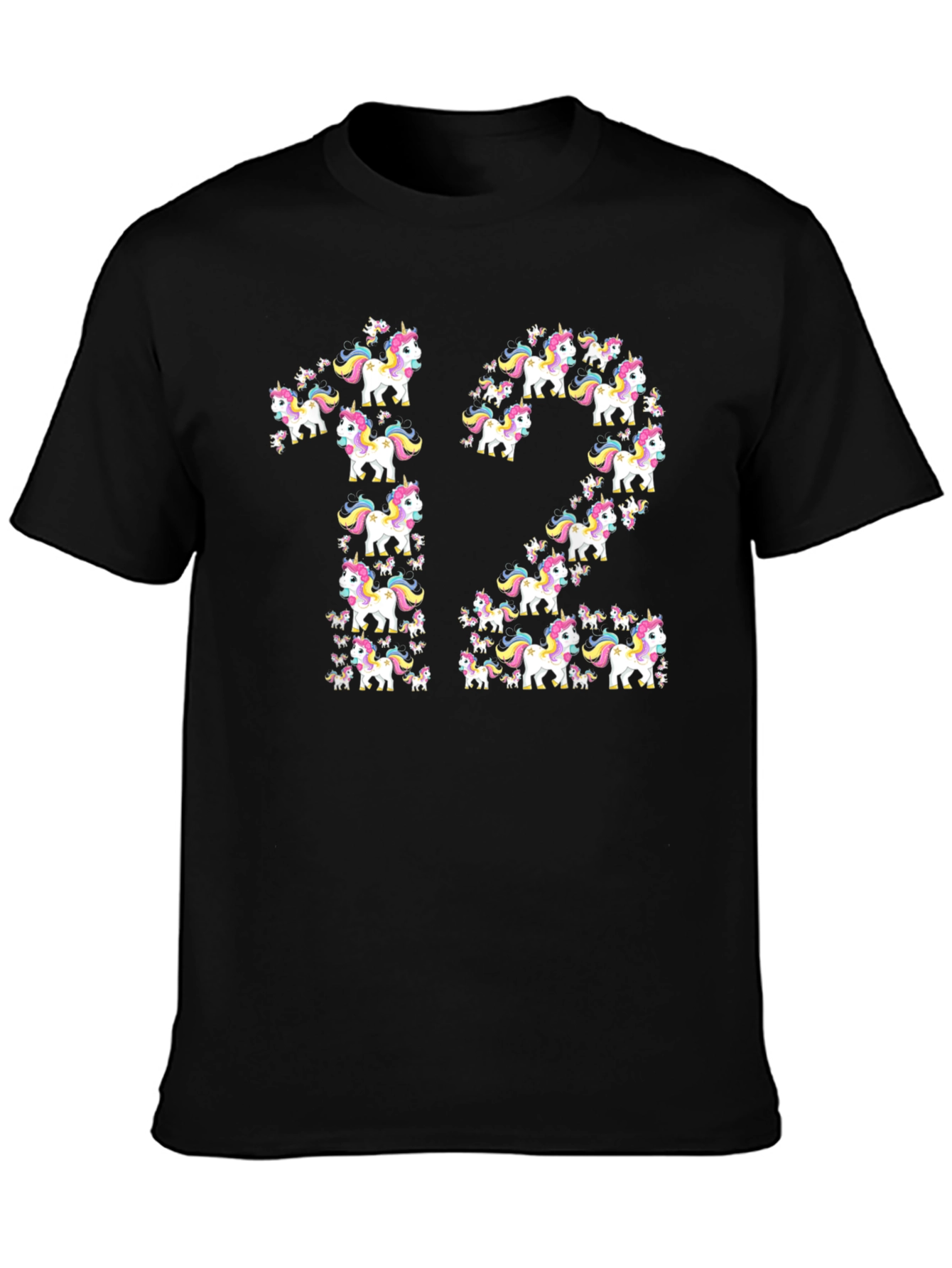 Unicorn 12th Birthday T-Shirt - Black